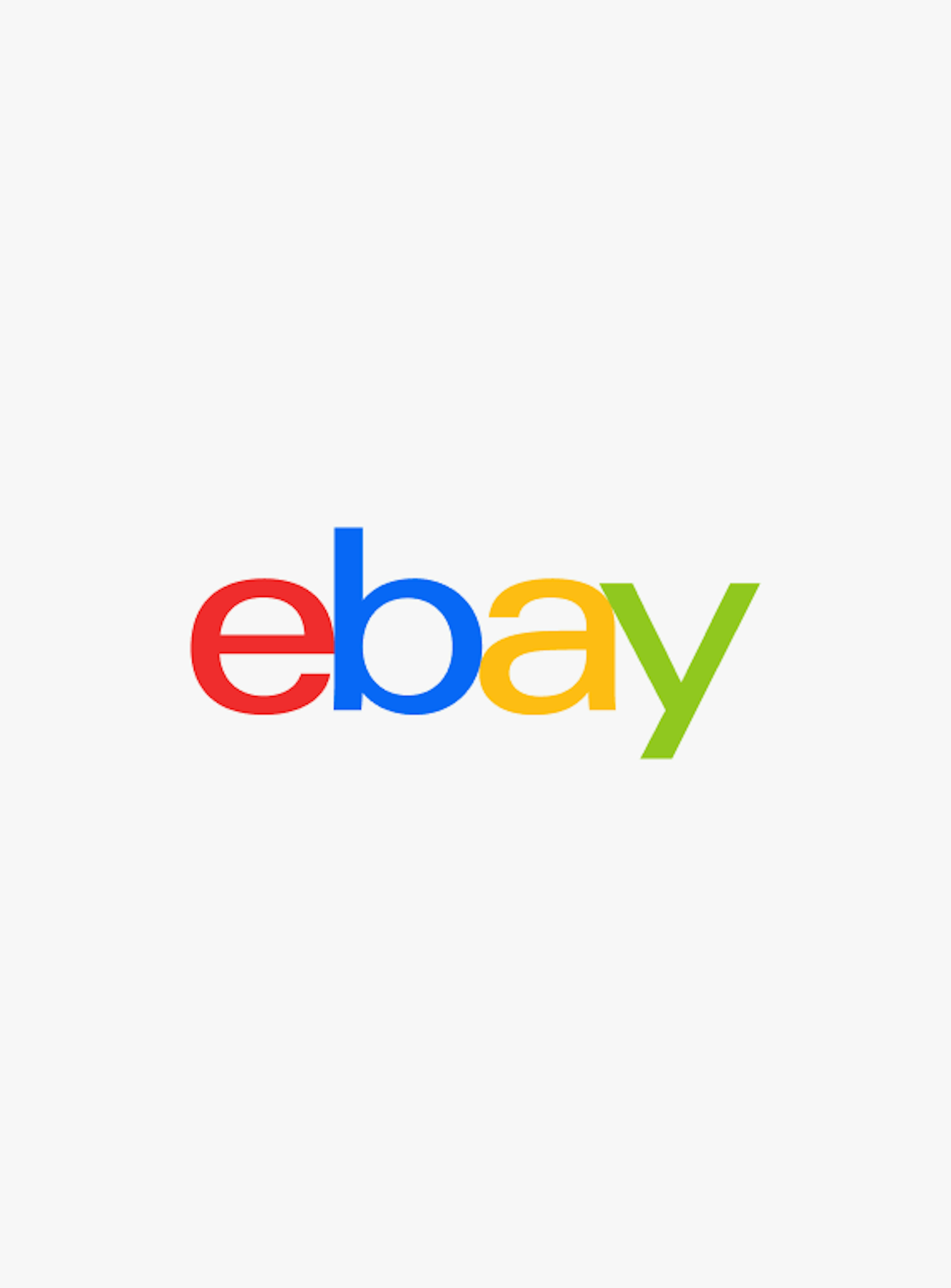The 4-color eBay logo on top of a neutral grey background.