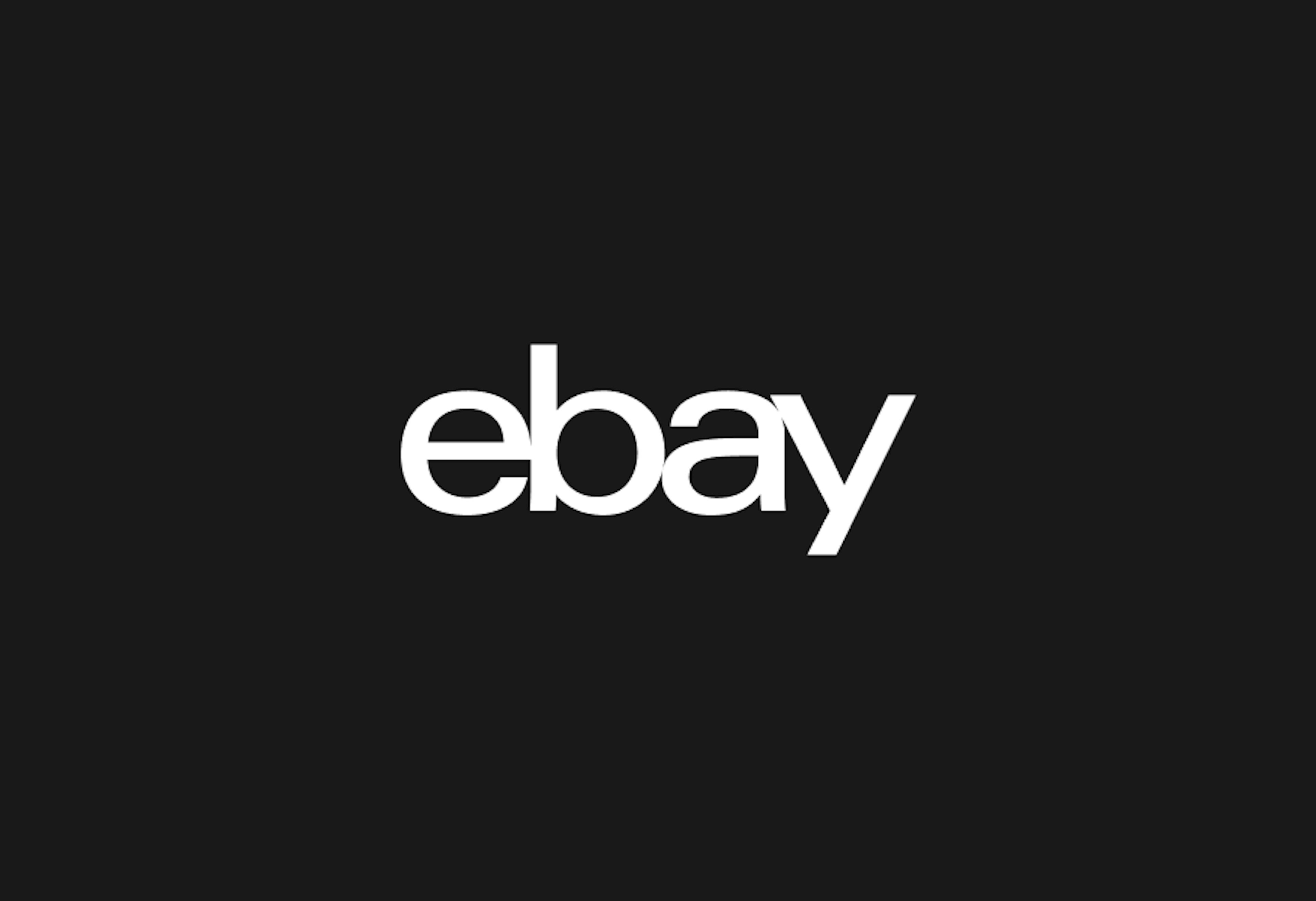White eBay logo on black background.