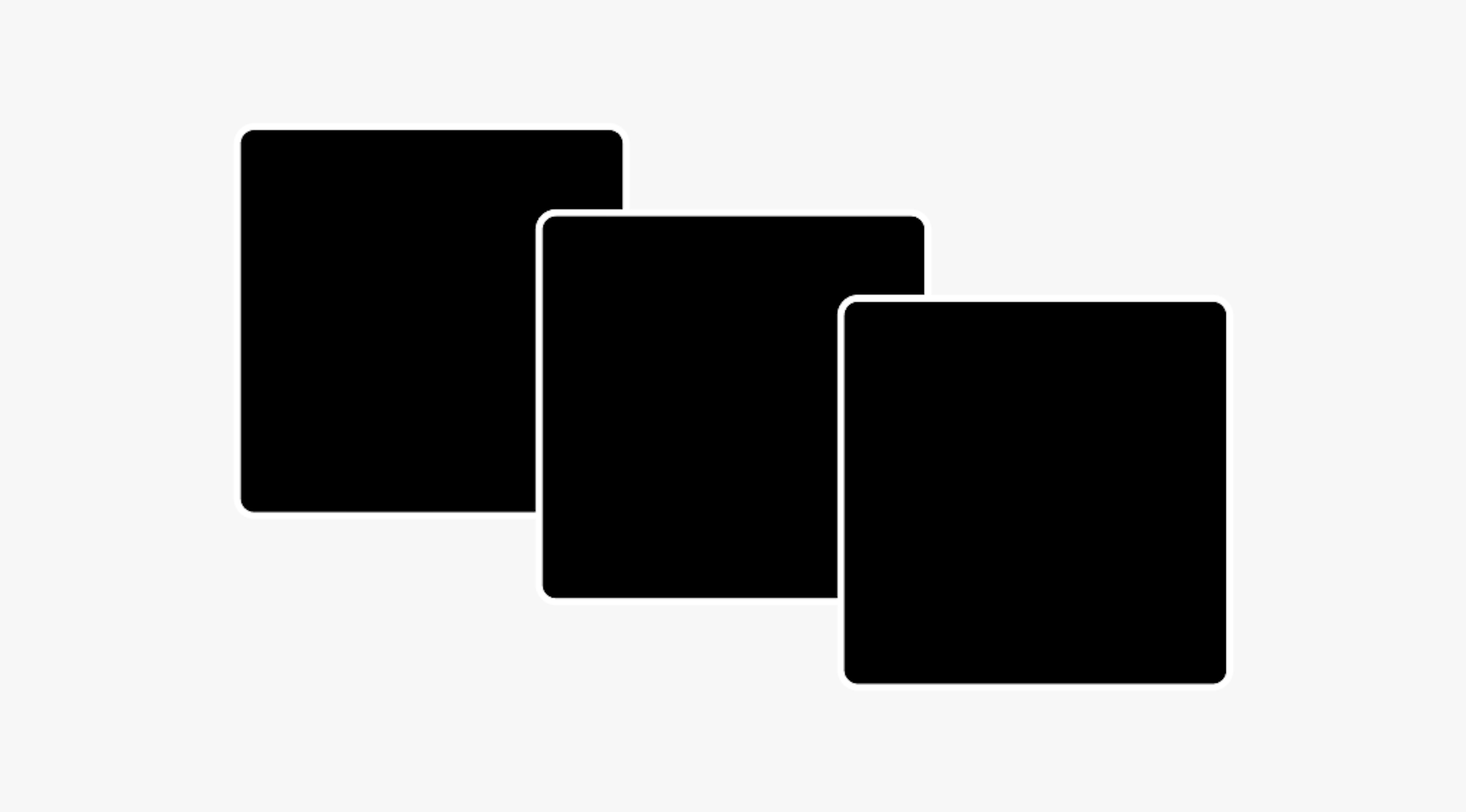 Graphic, black squares stacked in a uniform manner. They are all the same size have the same corner radius.