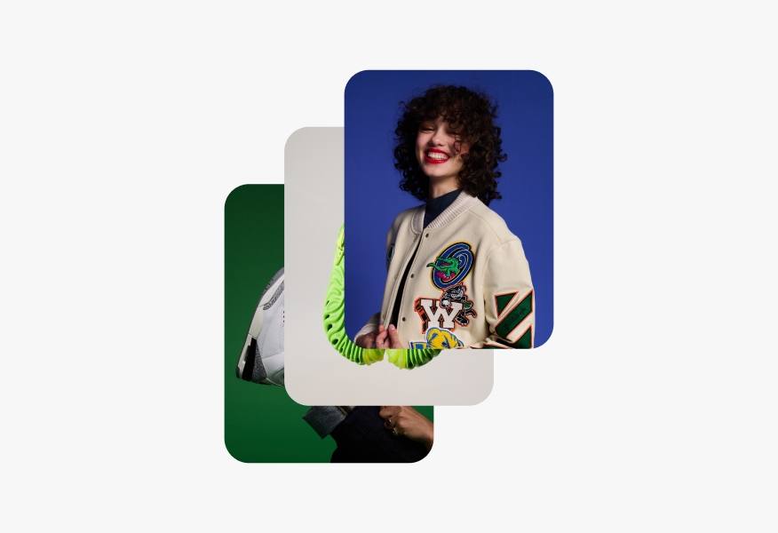 Three stacked cards that are spaced too tightly together, causing images to not be visible.