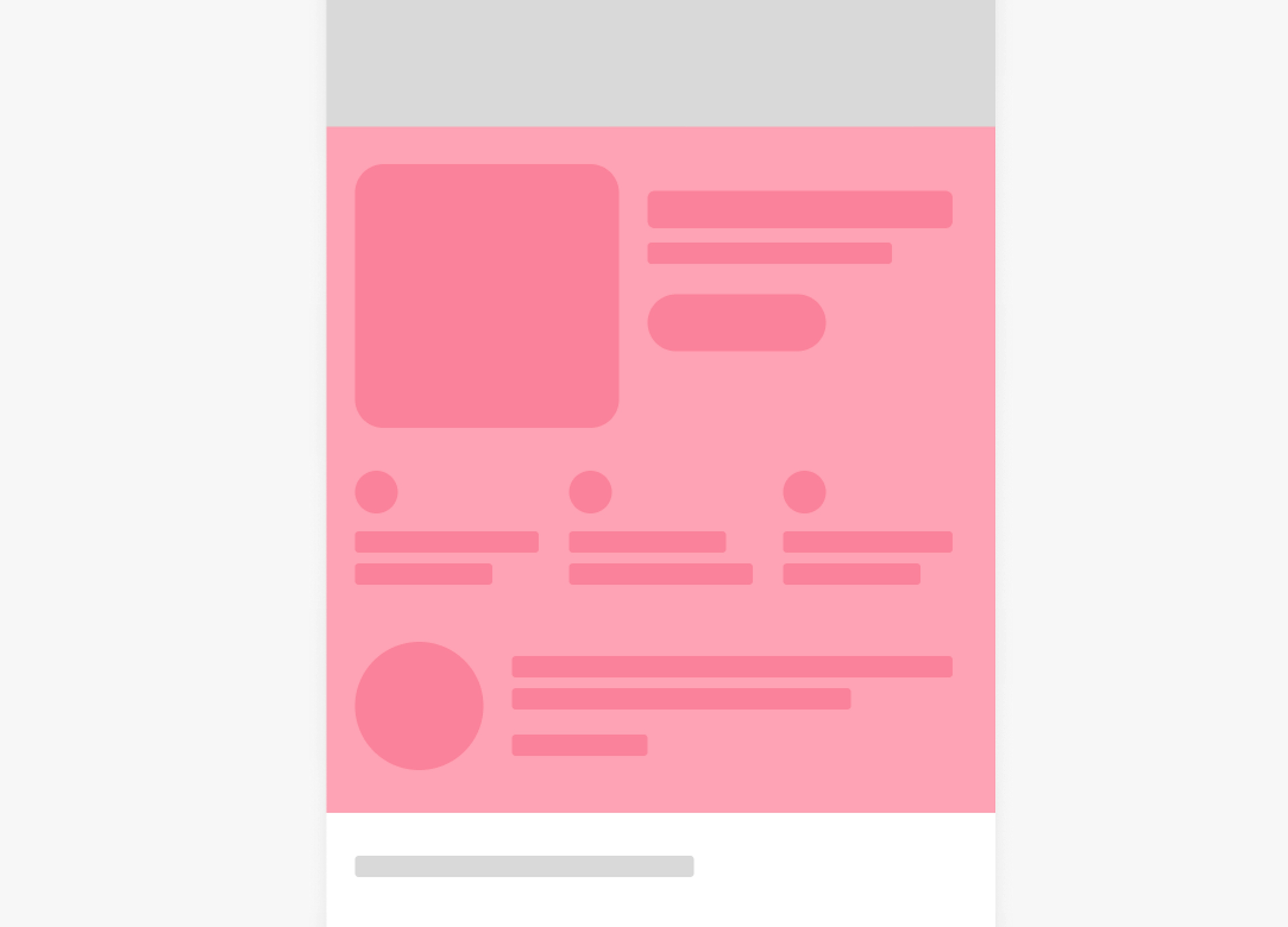 Zoomed in wireframe of the middle portion of the email which has a seed item, education module, and seller module. 