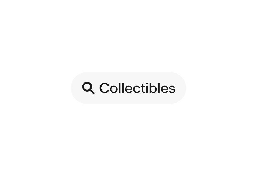 A ‘Collectibles’ category filled UI Element with a search icon.