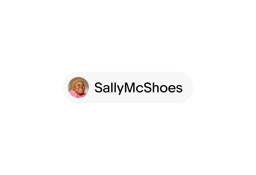 A ‘SallyMcShoes’ seller handle filled UI Element.