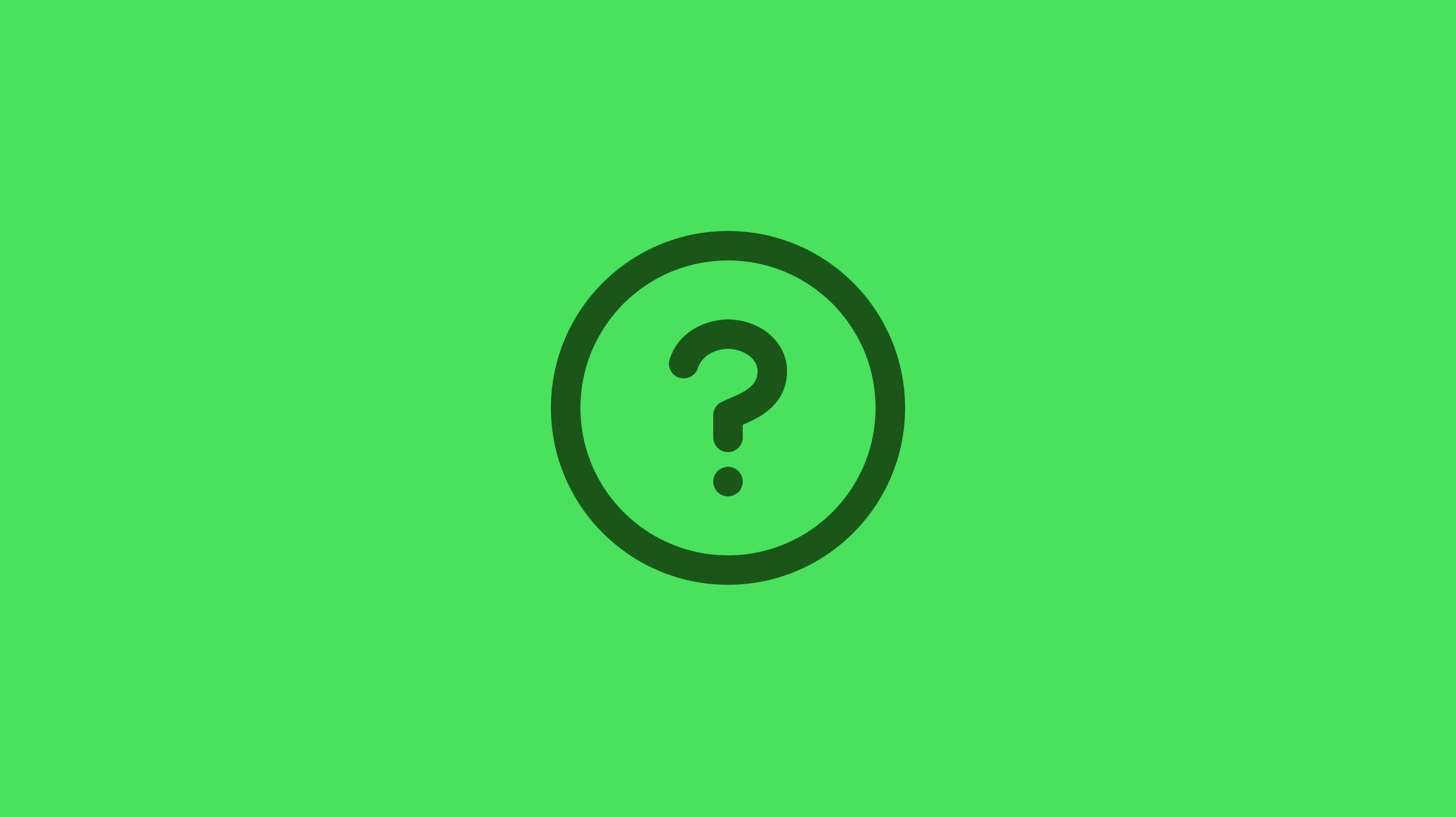 A question mark icon on a green background.