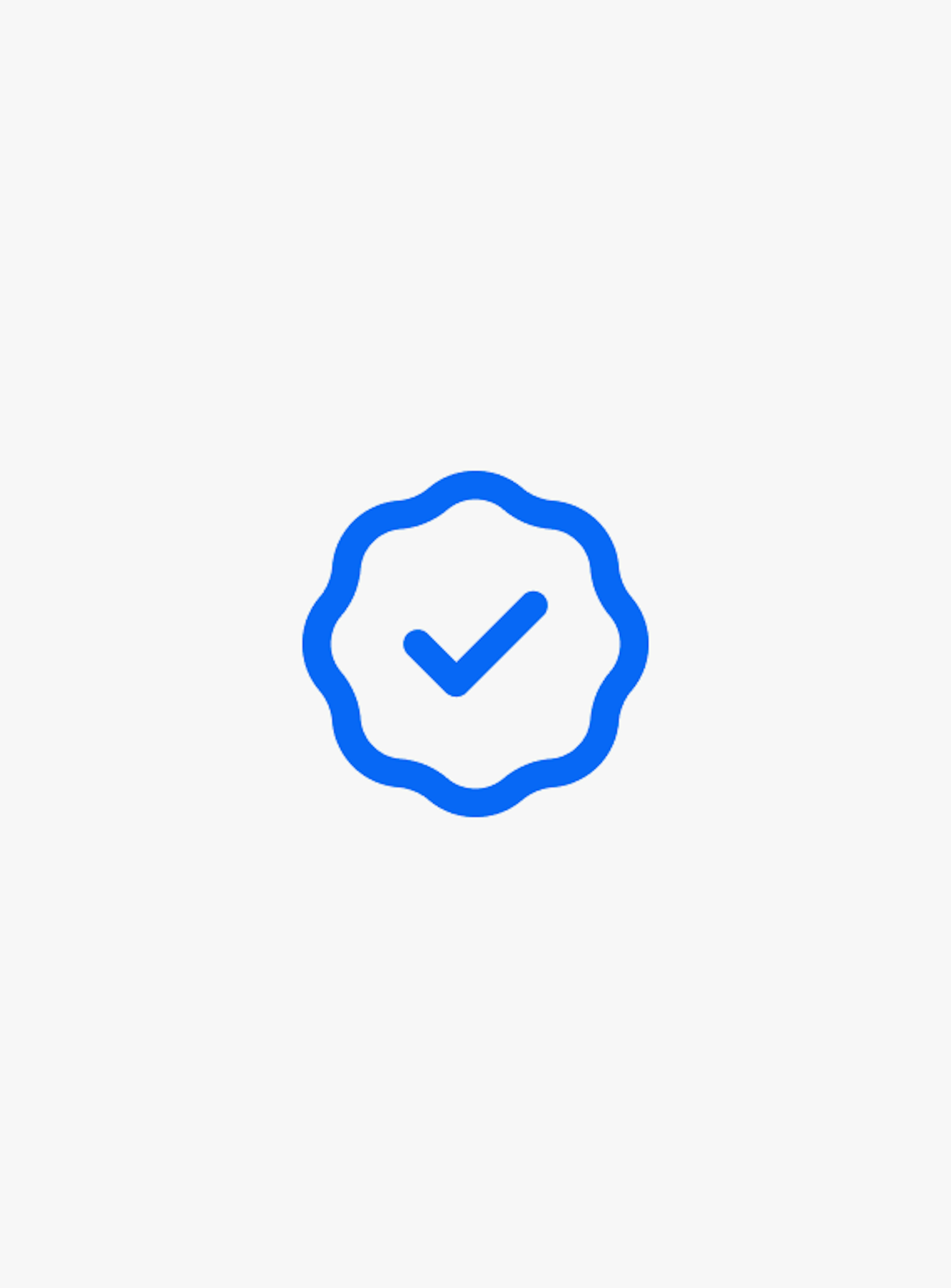 A blue program badge on top of a neutral grey background.