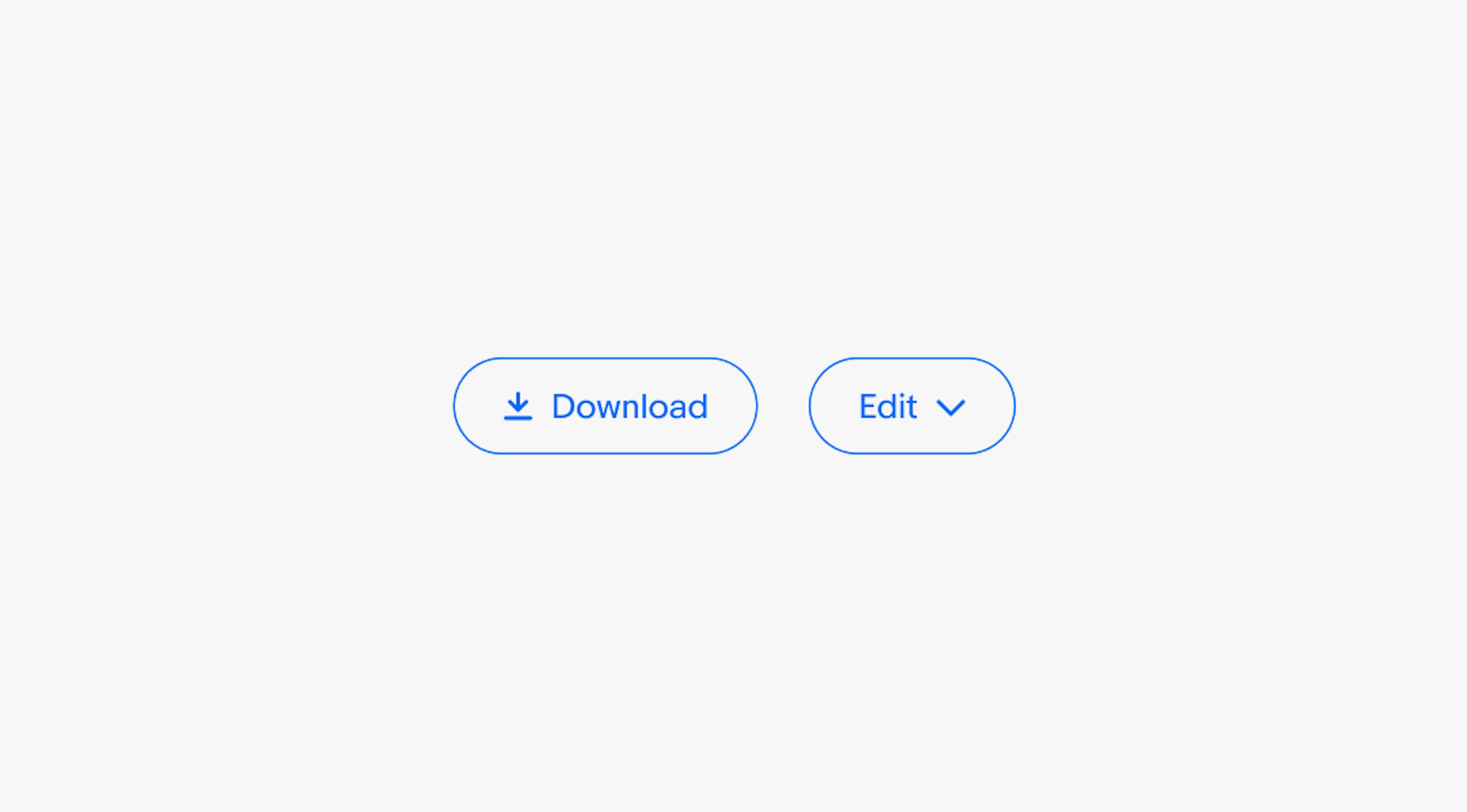 Two buttons with the title “Download” exemplifying the use of an icon or not. The button on the left has an icon in the lead position while the button on the right omits the icon.