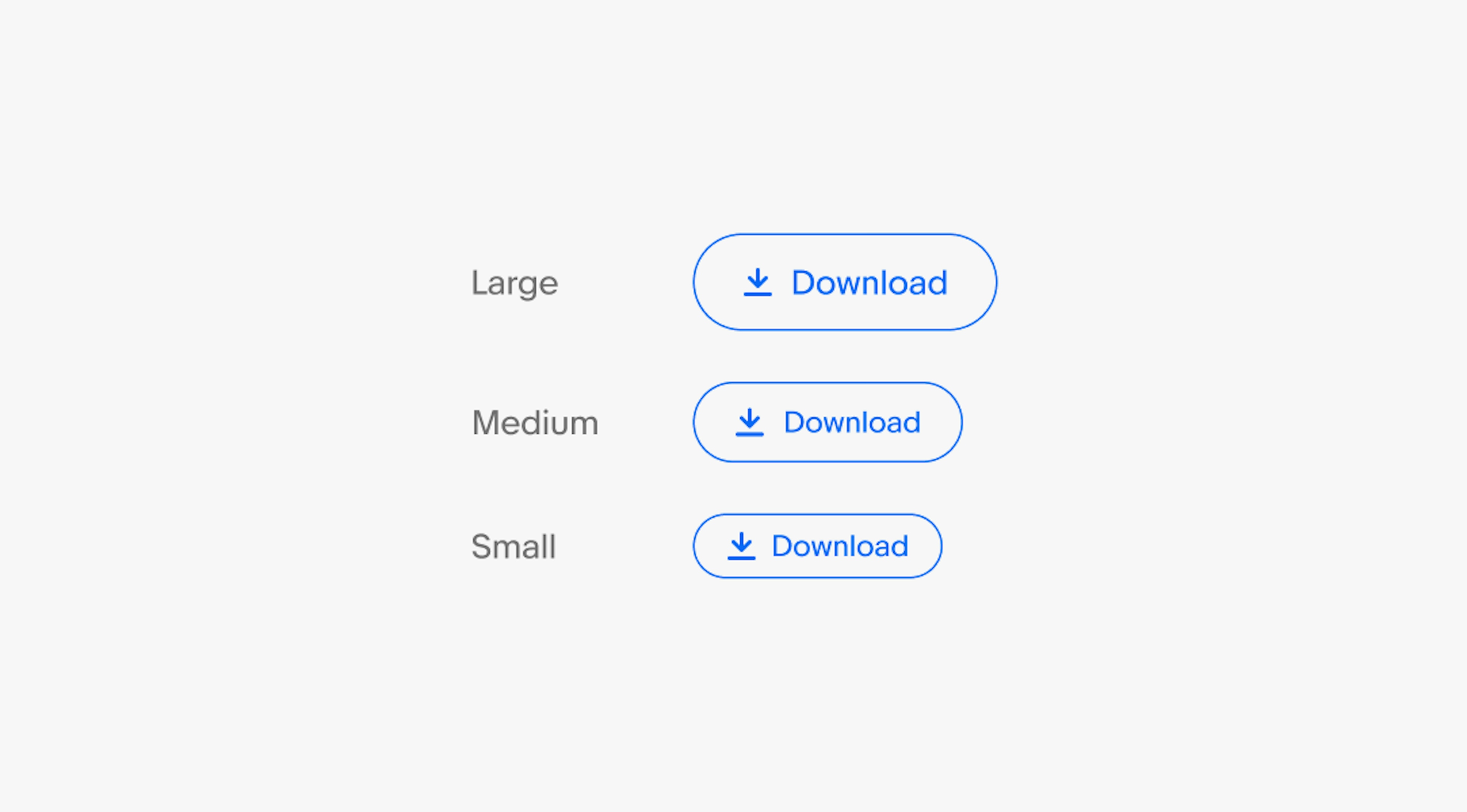 A large, medium, and small button showing the available sizes.