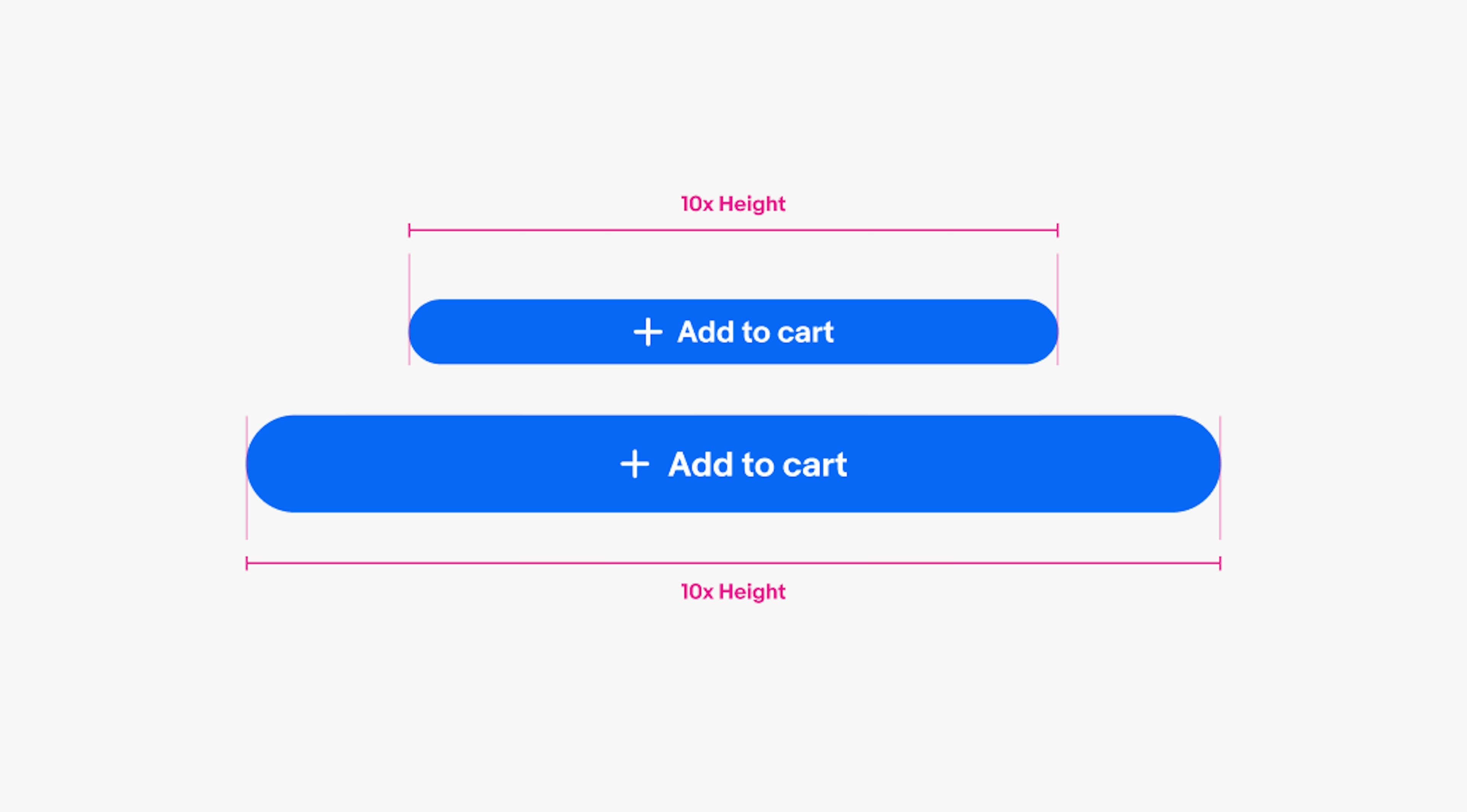 A large and a small button at their maximum width of their height multiplied by 10.