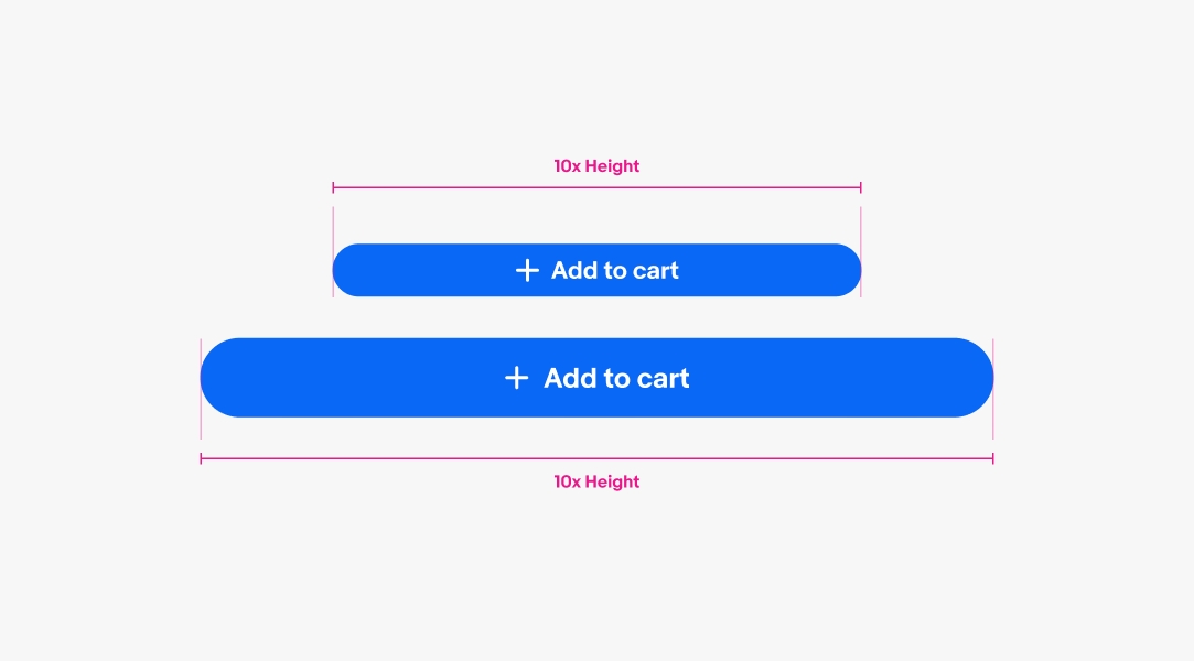 A large and a small button at their maximum width of their height multiplied by 10.