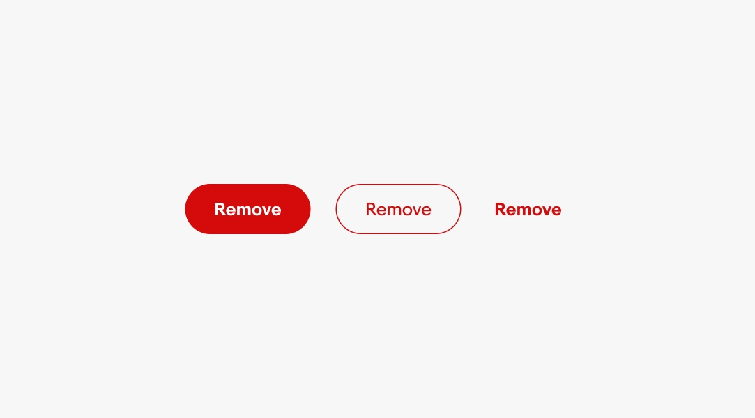 Three buttons with the destructive role. The destructive buttons have a title of “Remove”.