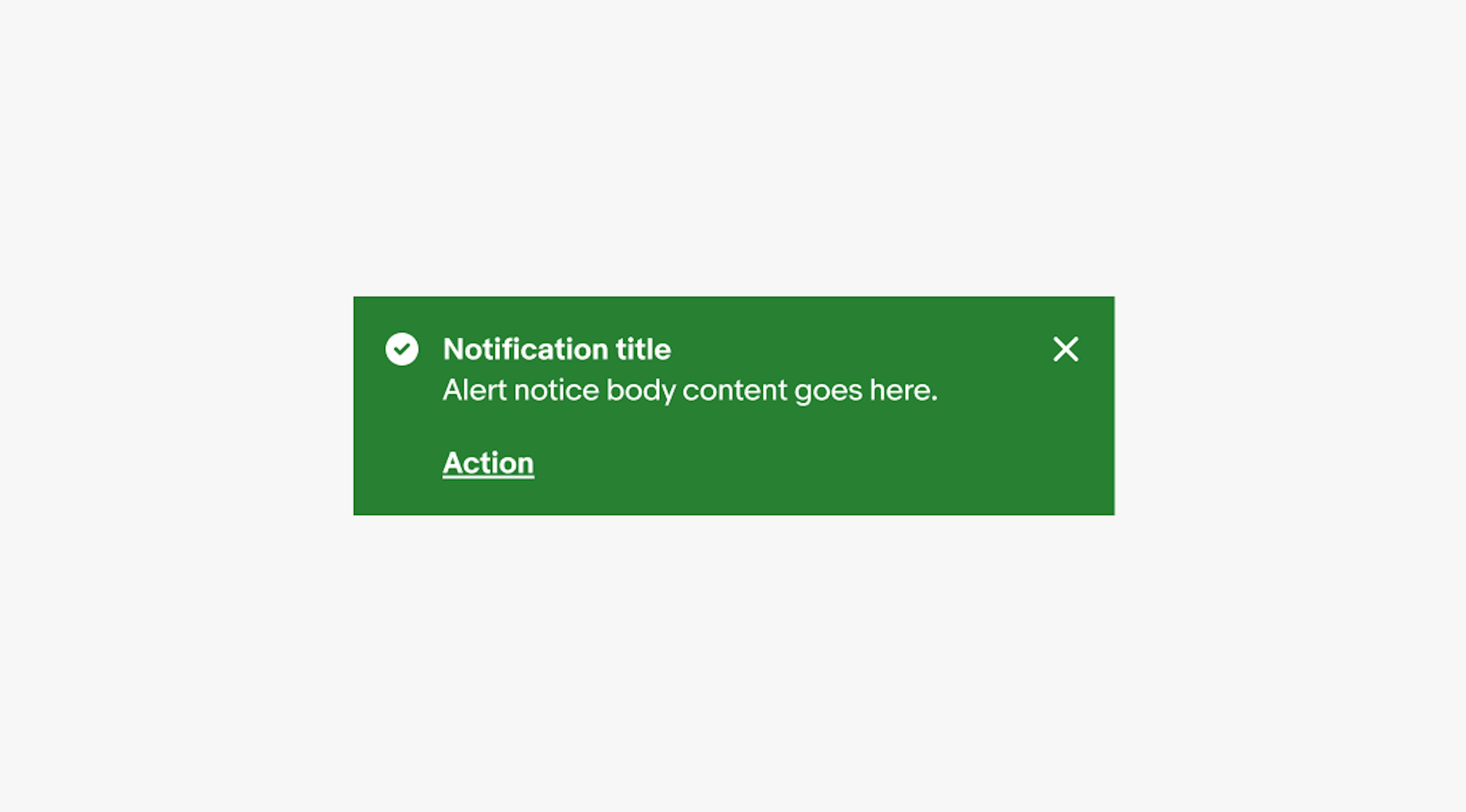 A green success alert notice with white text.