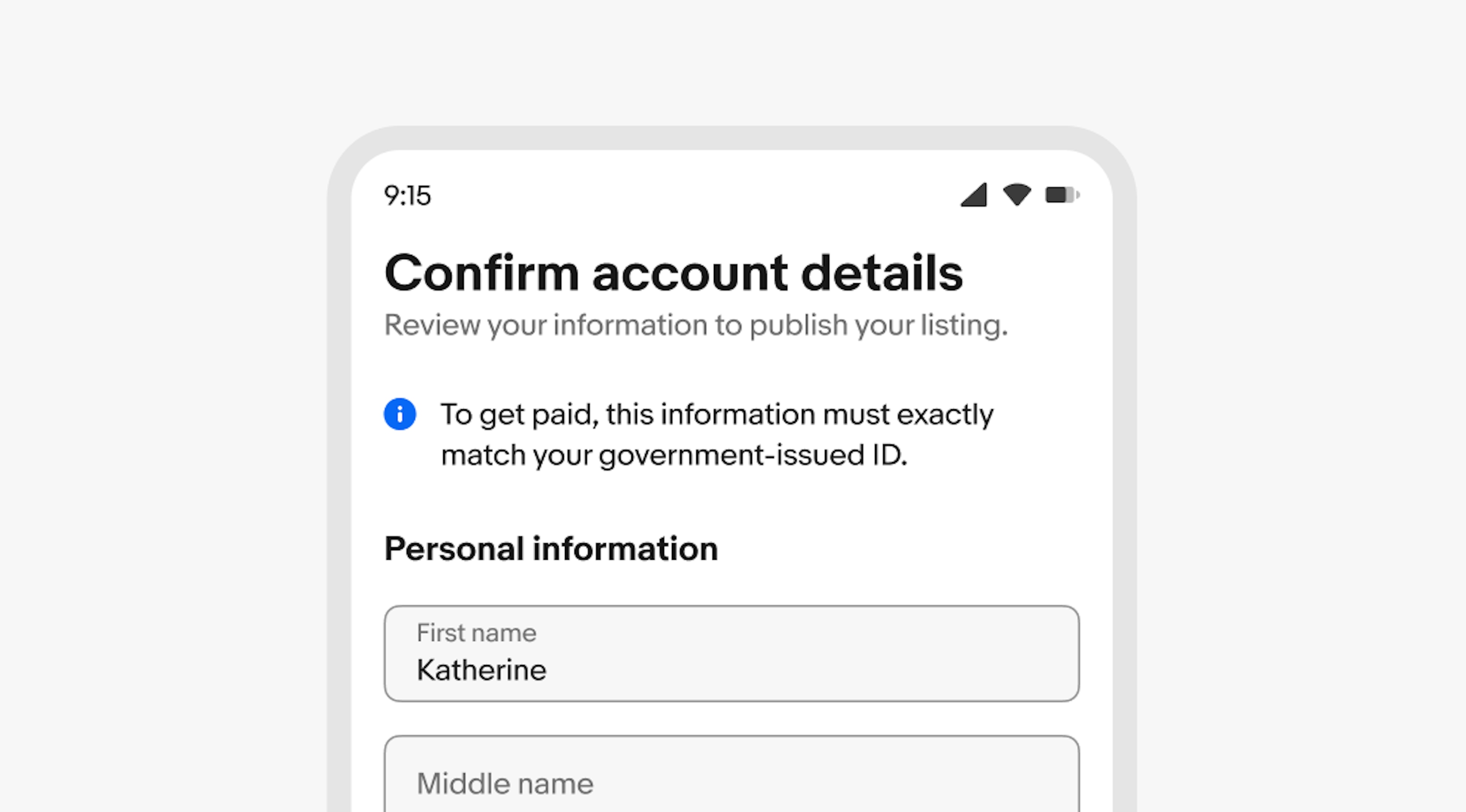 An information inline notice placed between a group of text and a form field.