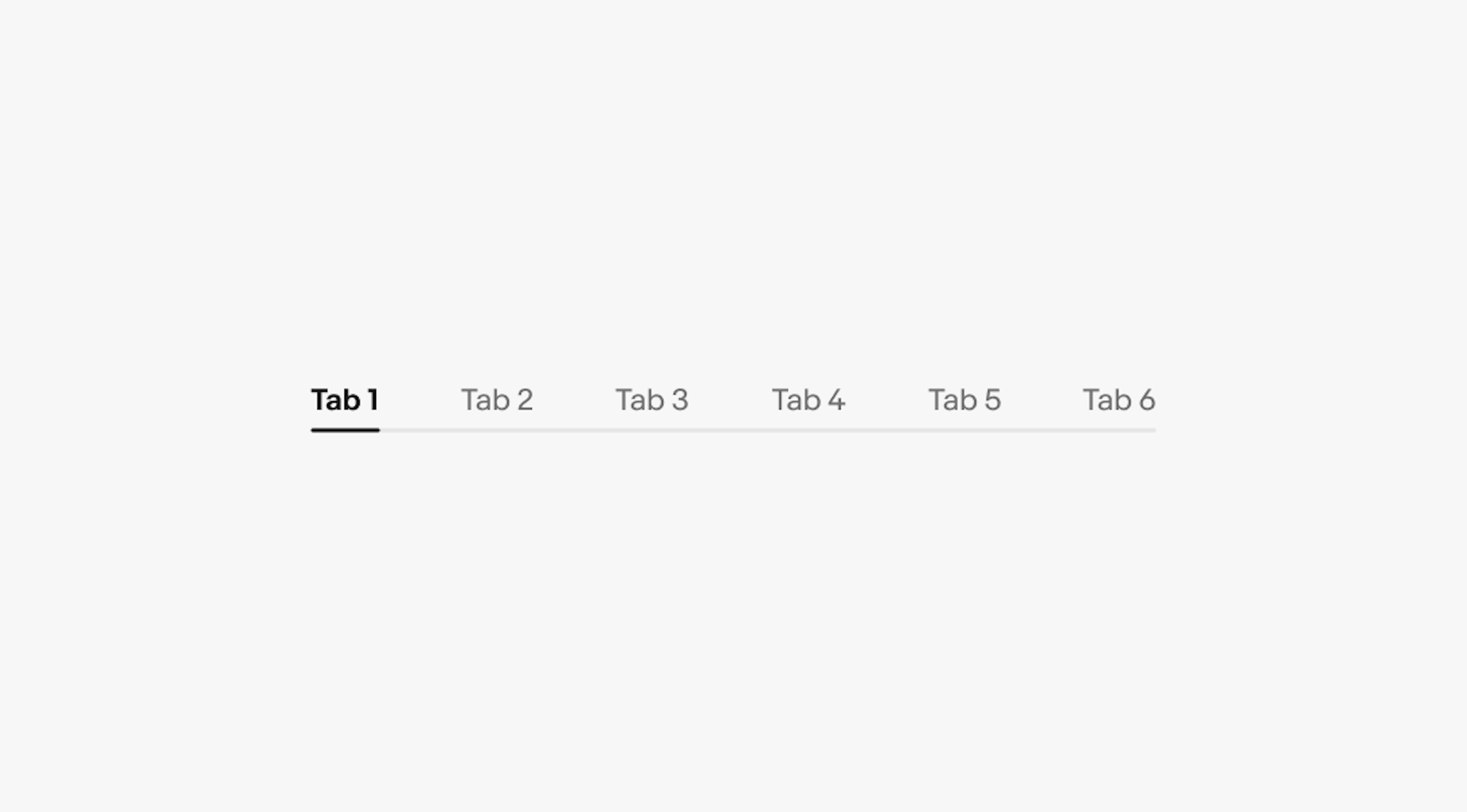 A tab set with 6 tabs. An underline is added beneath.