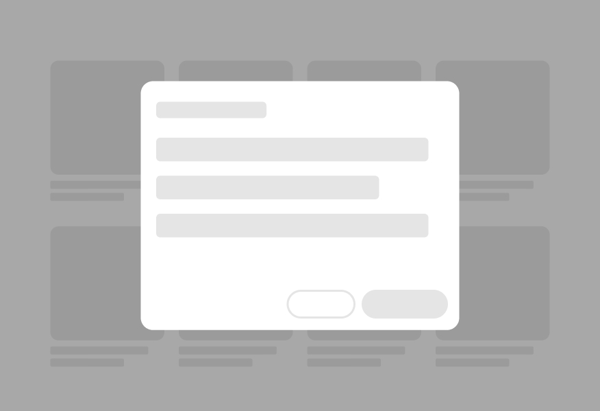 A single dialog above all other page content.