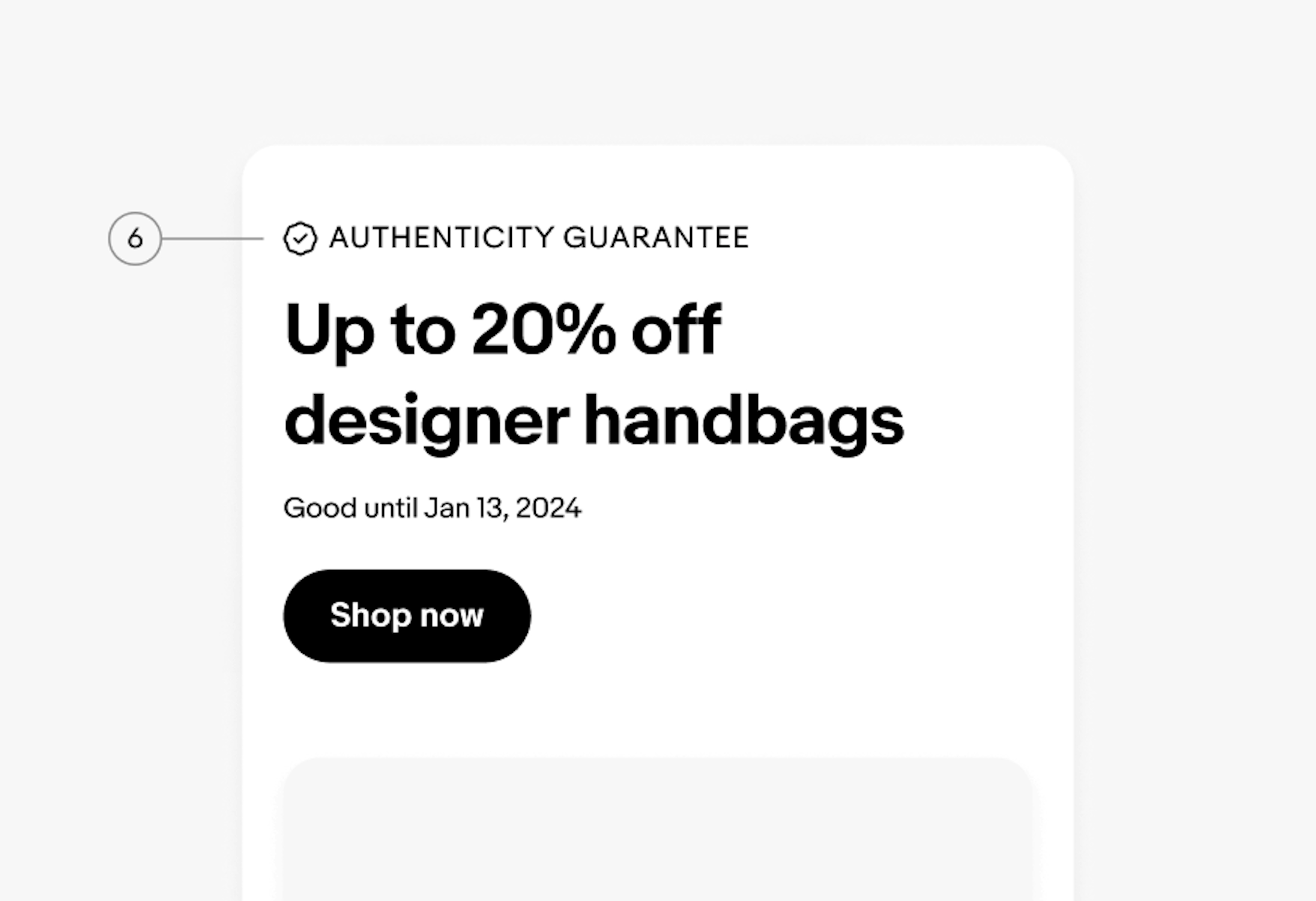The signal “Authenticity Guarantee” in all caps next to an icon highlighted with the number 6.
