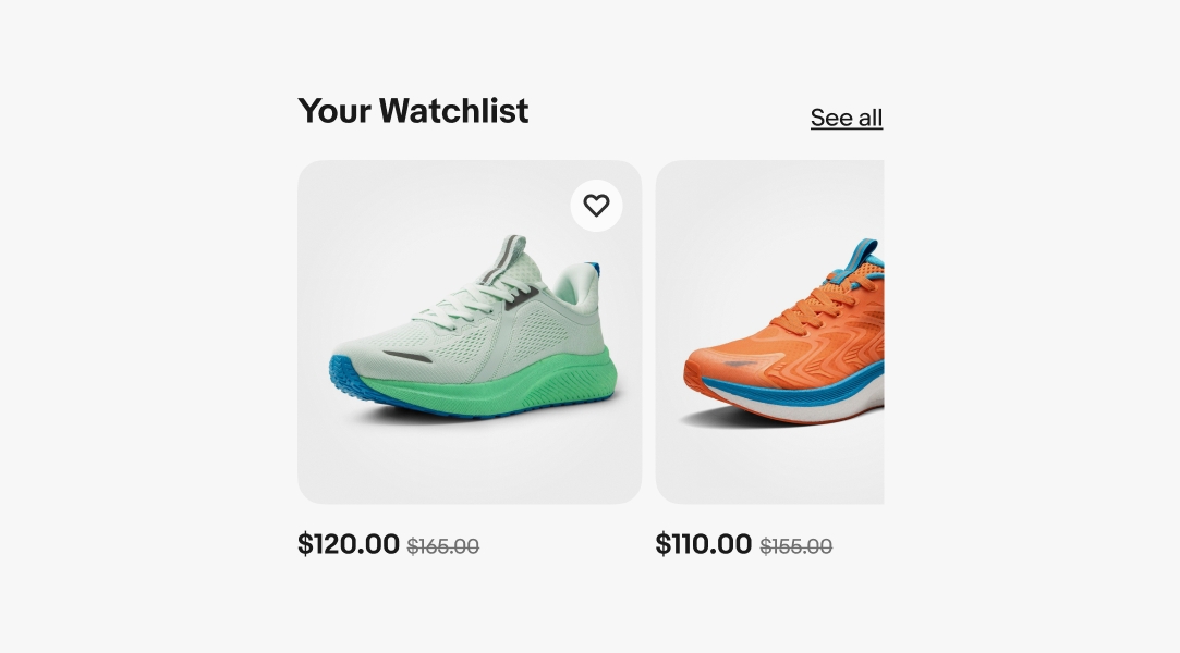 A carousel with a “See all” link button in the upper right. It has an underline.