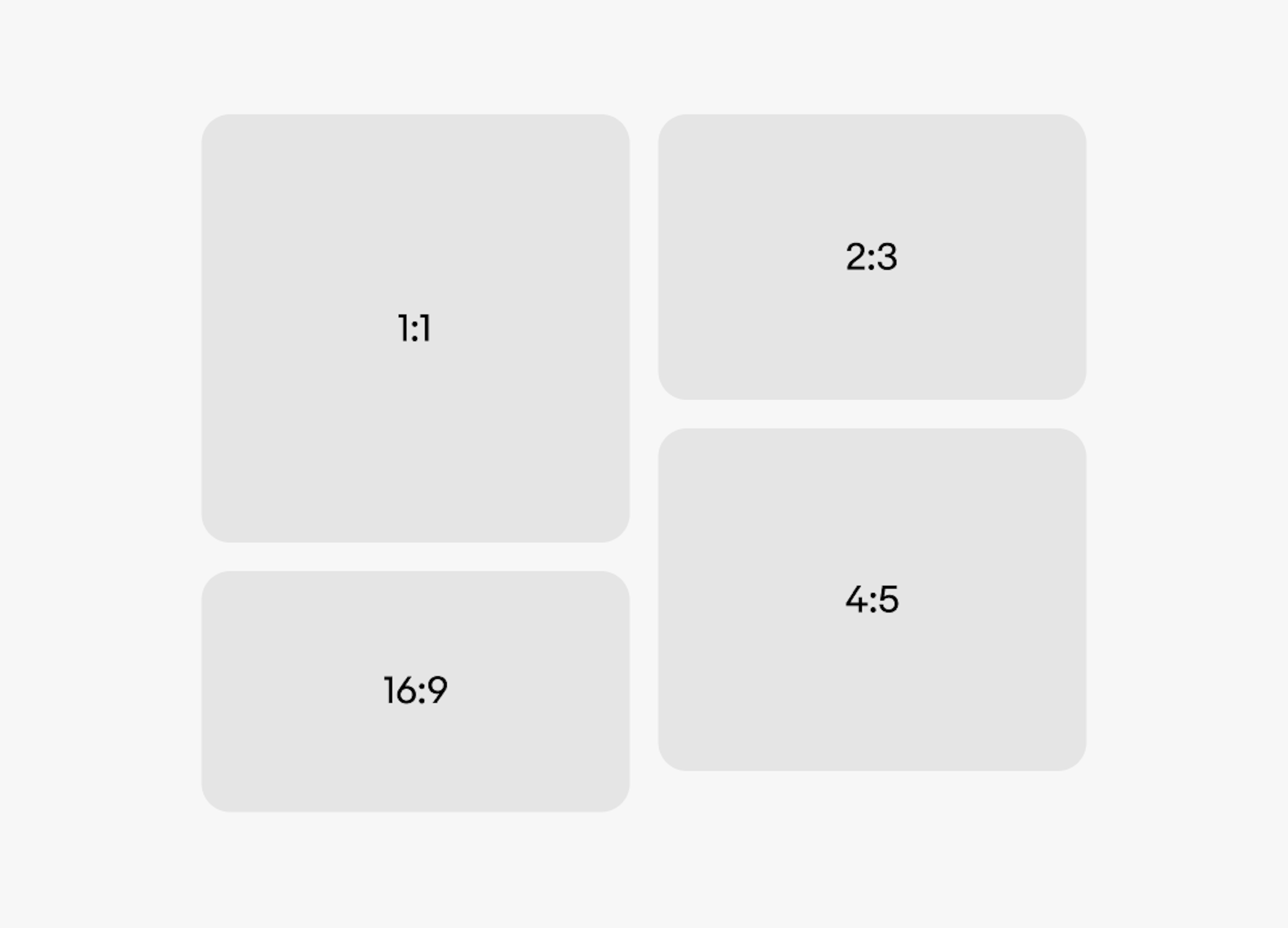 The 4 media ratio options. They are 1:1, 2:3, 4:5, and 9:16.