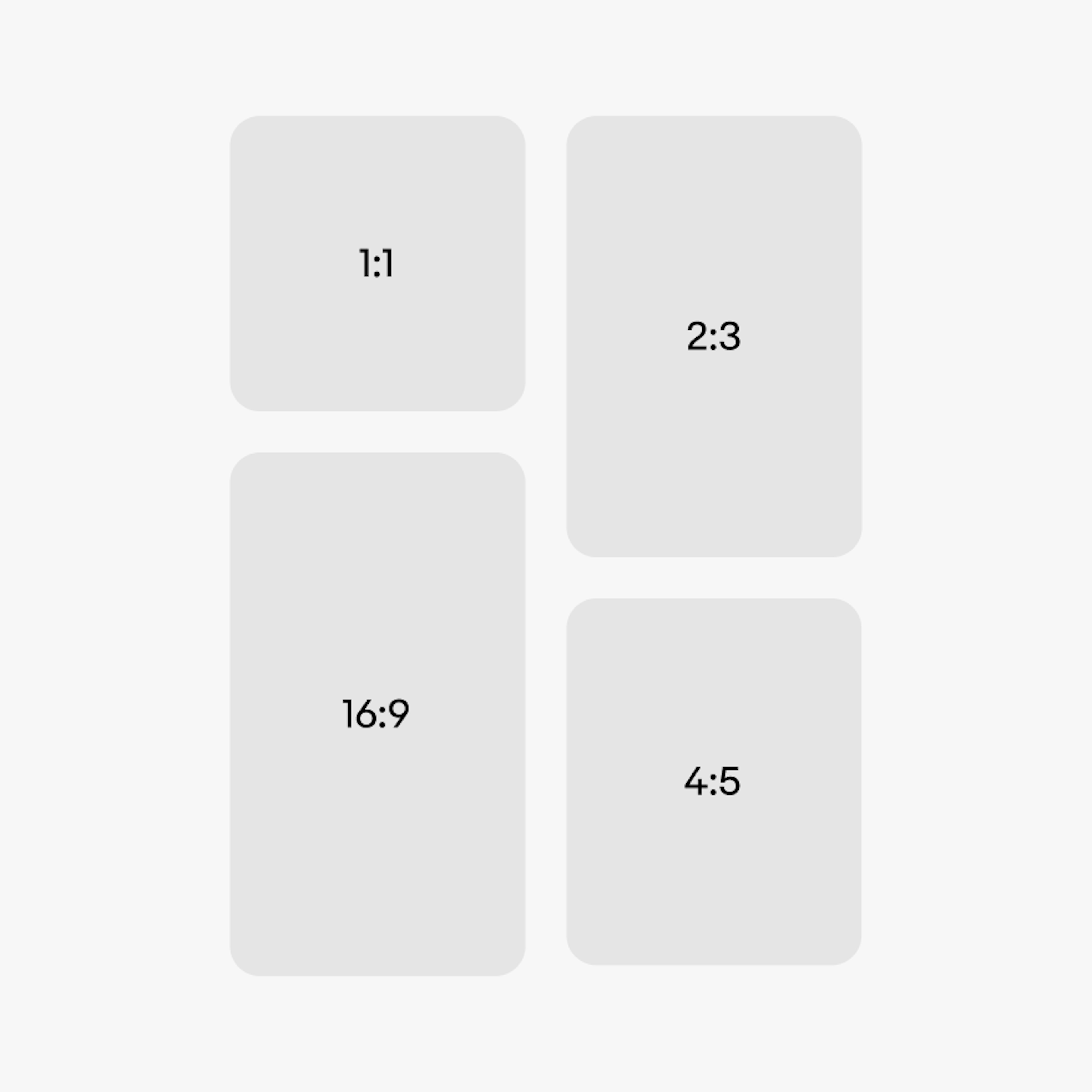 The four approved ratios. They are 1:1, 2:3, 16:9, and 4:5.