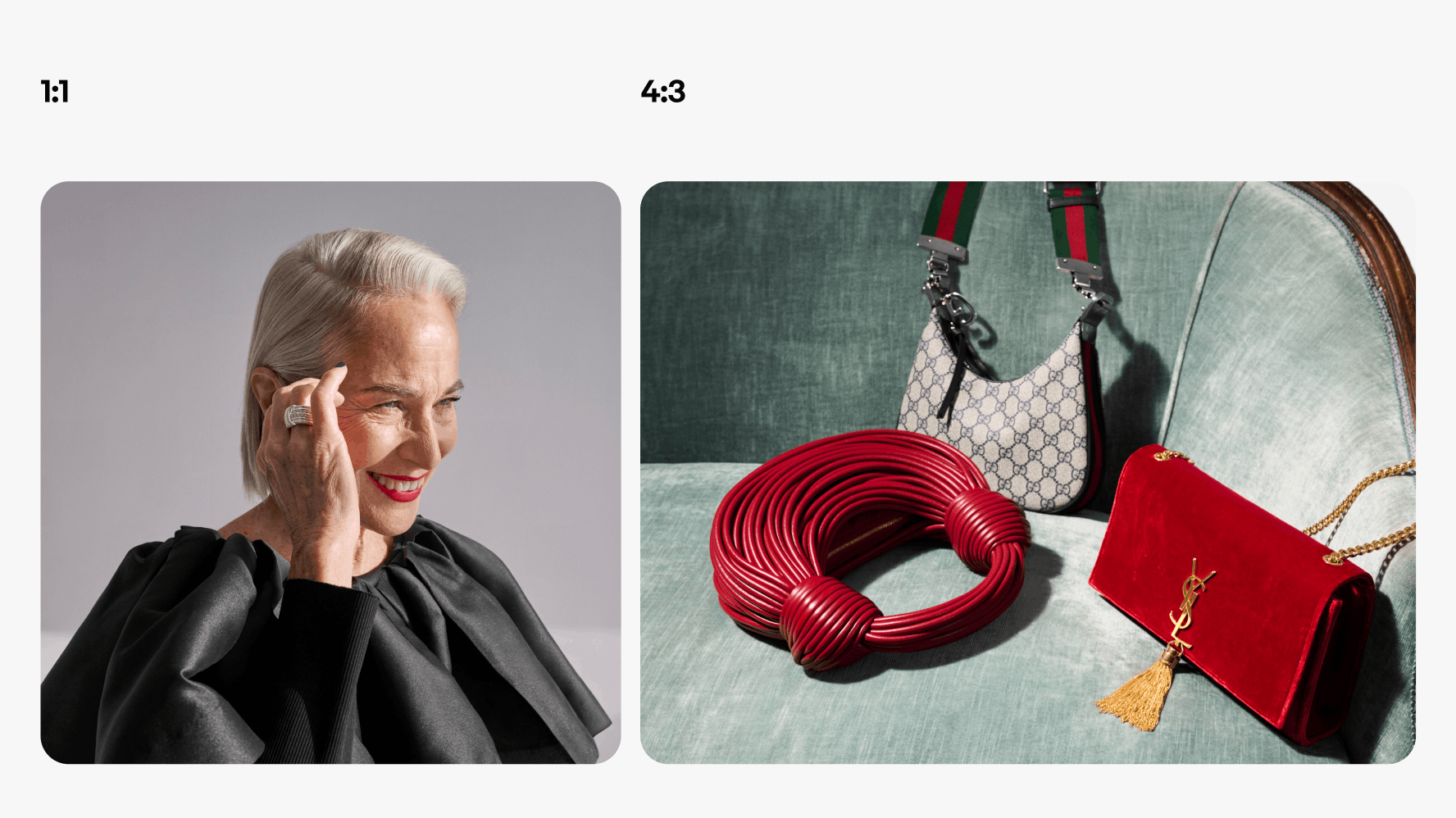 A graphic highlighting 1:1 and 4:3 image aspect ratios.