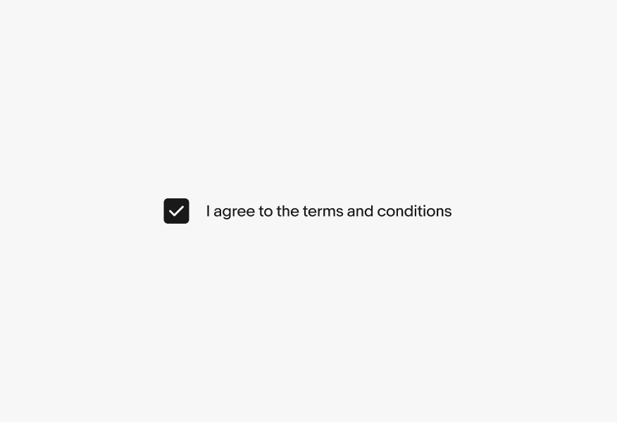 A selected checkbox with the label ‘I agree to the terms and conditions’.