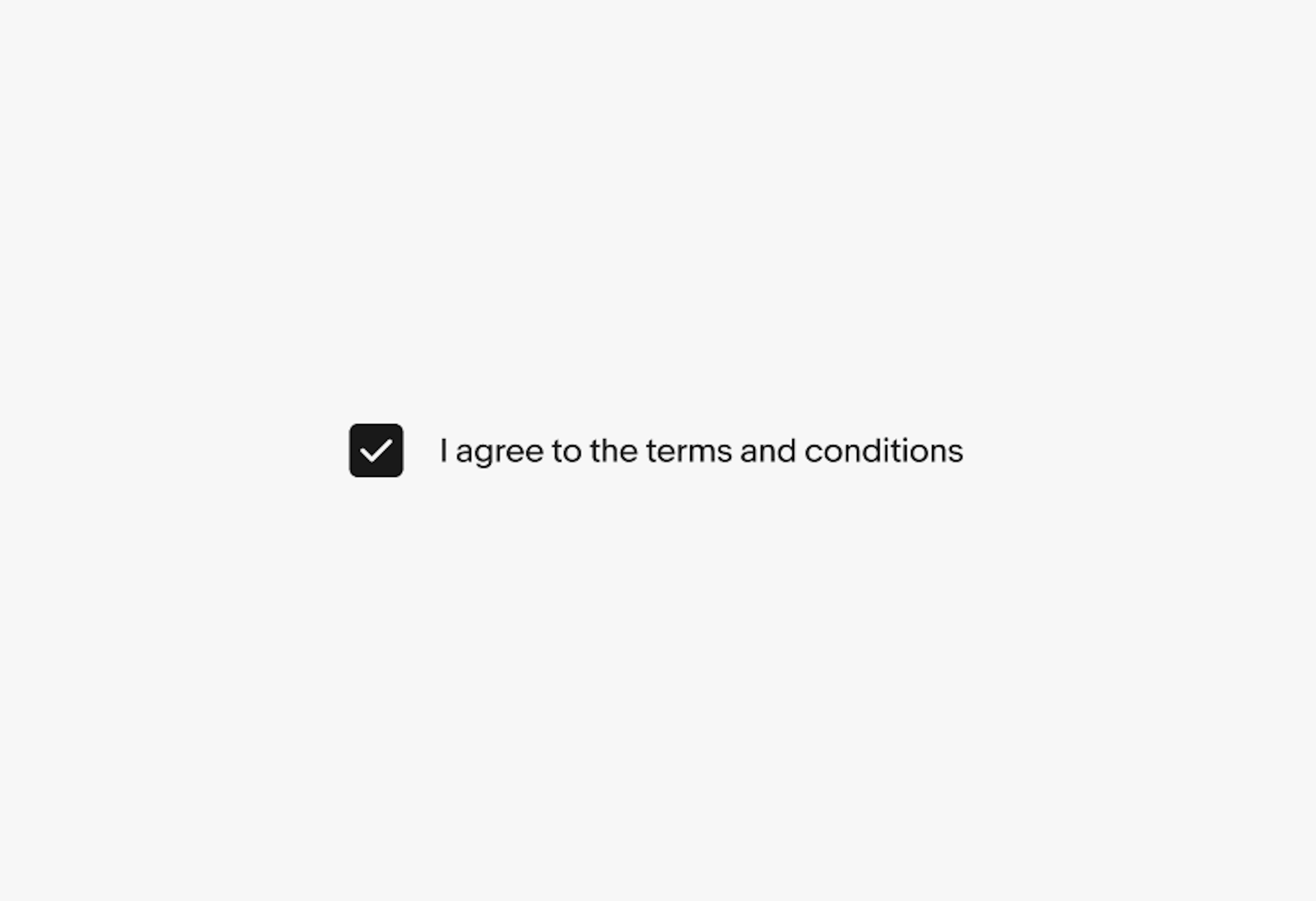 A selected checkbox with the label ‘I agree to the terms and conditions’.