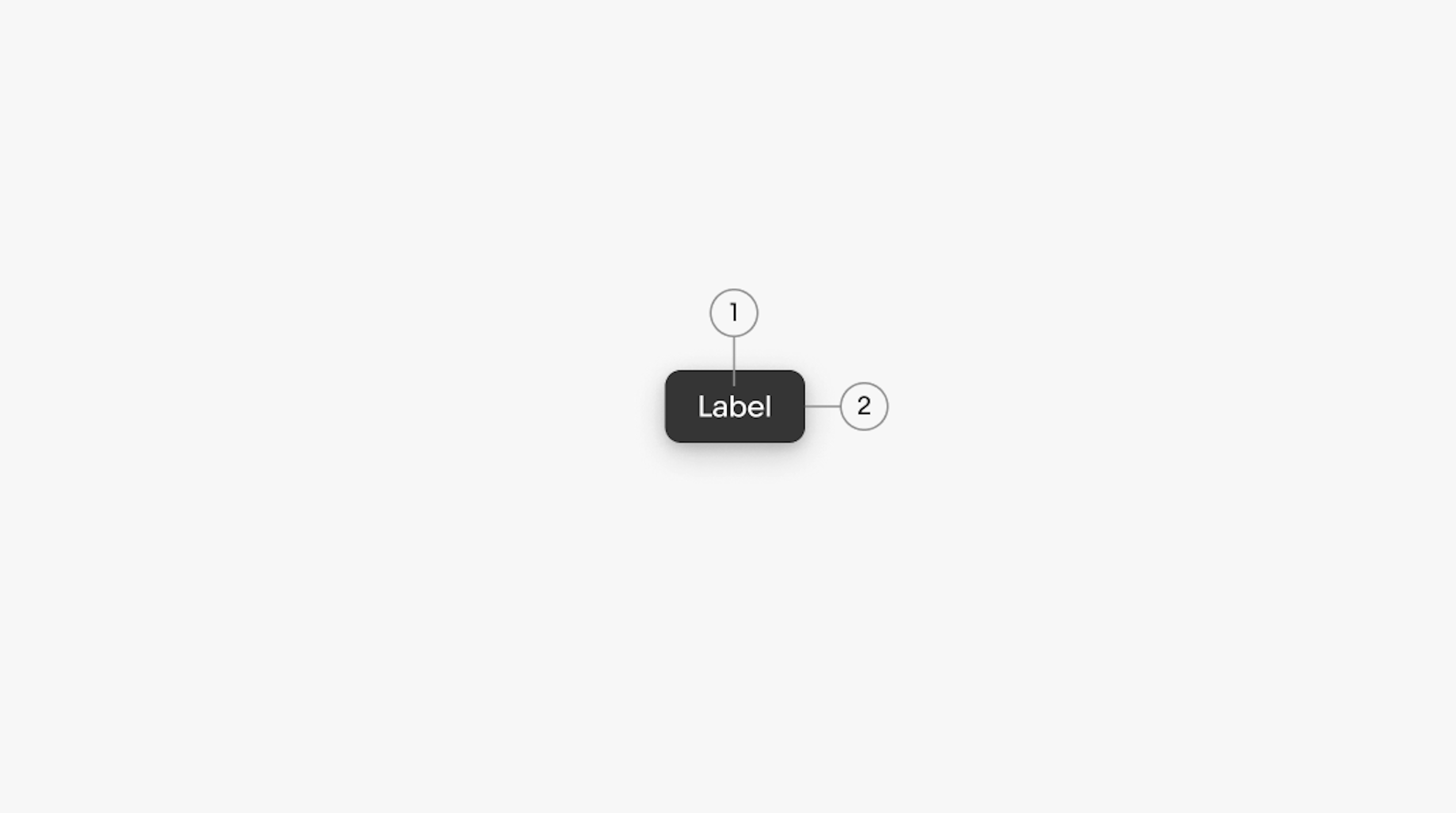 A tourtip diagram with 2 elements numbered: 1. Label, 2. Container.