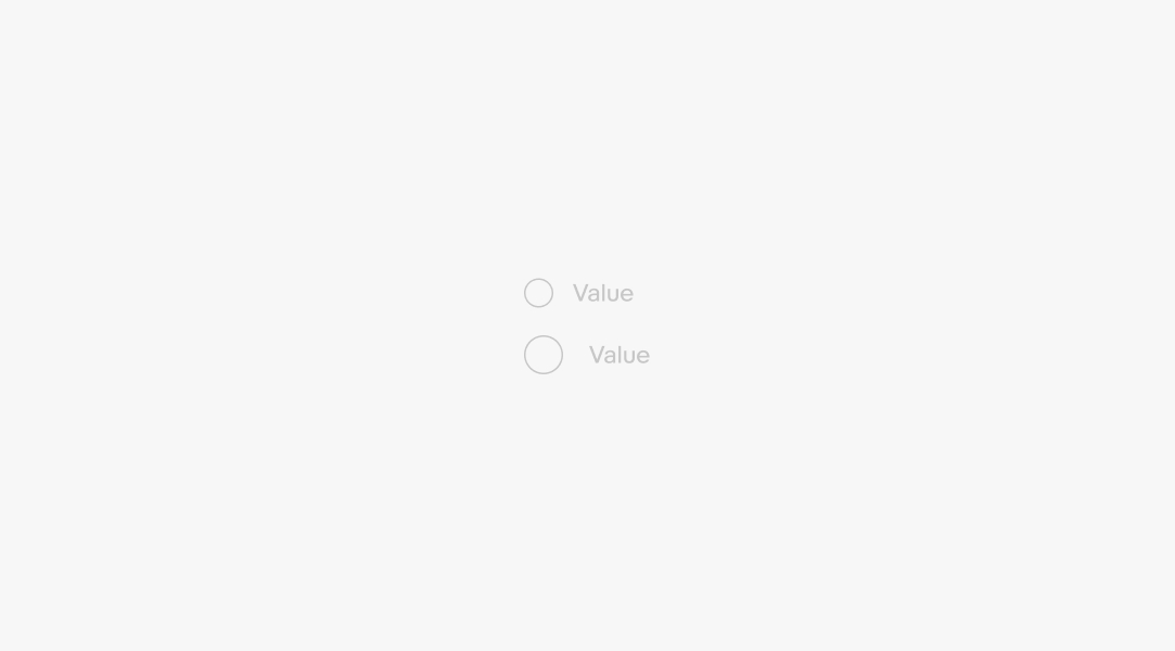 A small disabled radio button sits above a large disabled radio button.