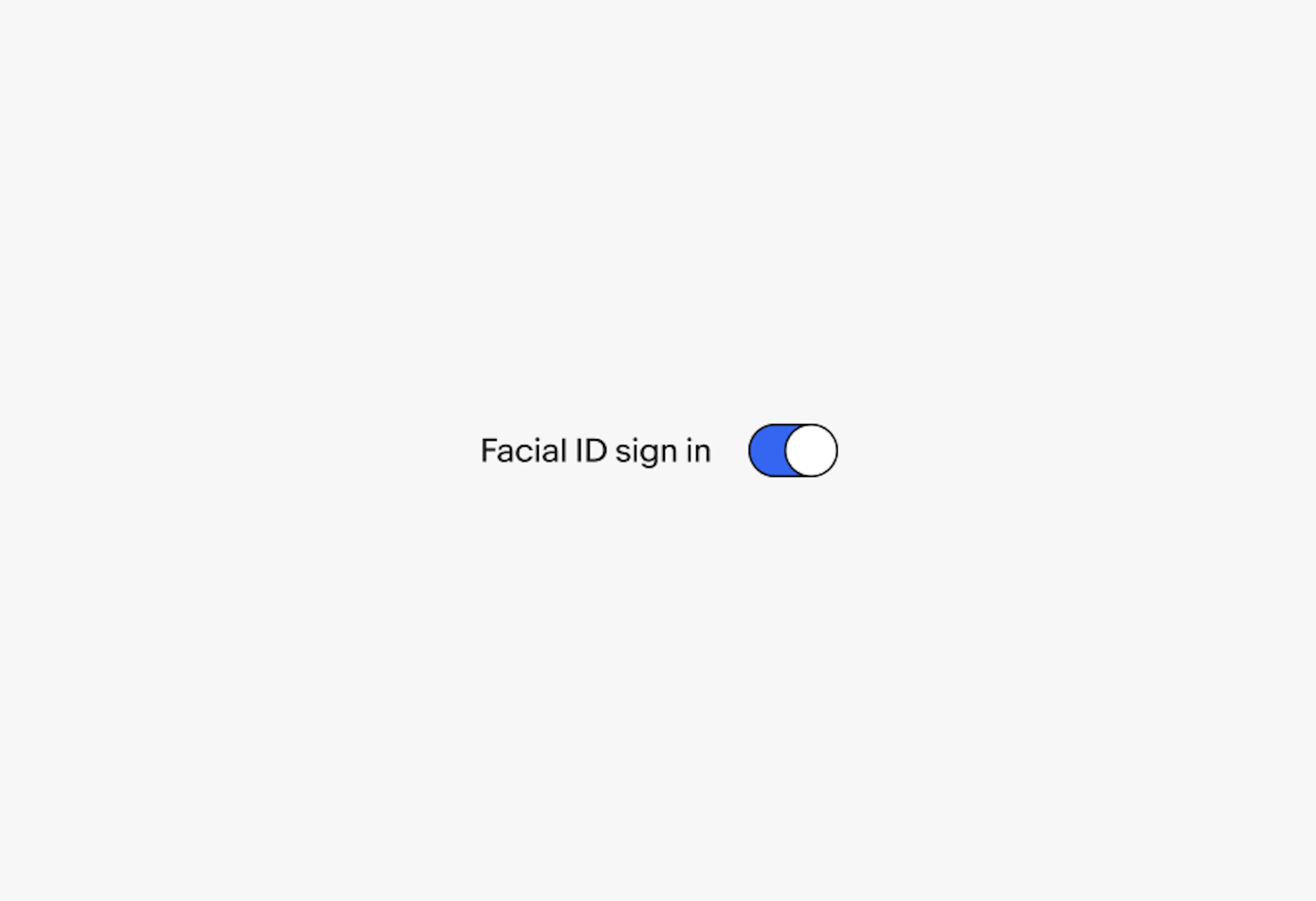 ‘Facial ID sign in’ selected switch