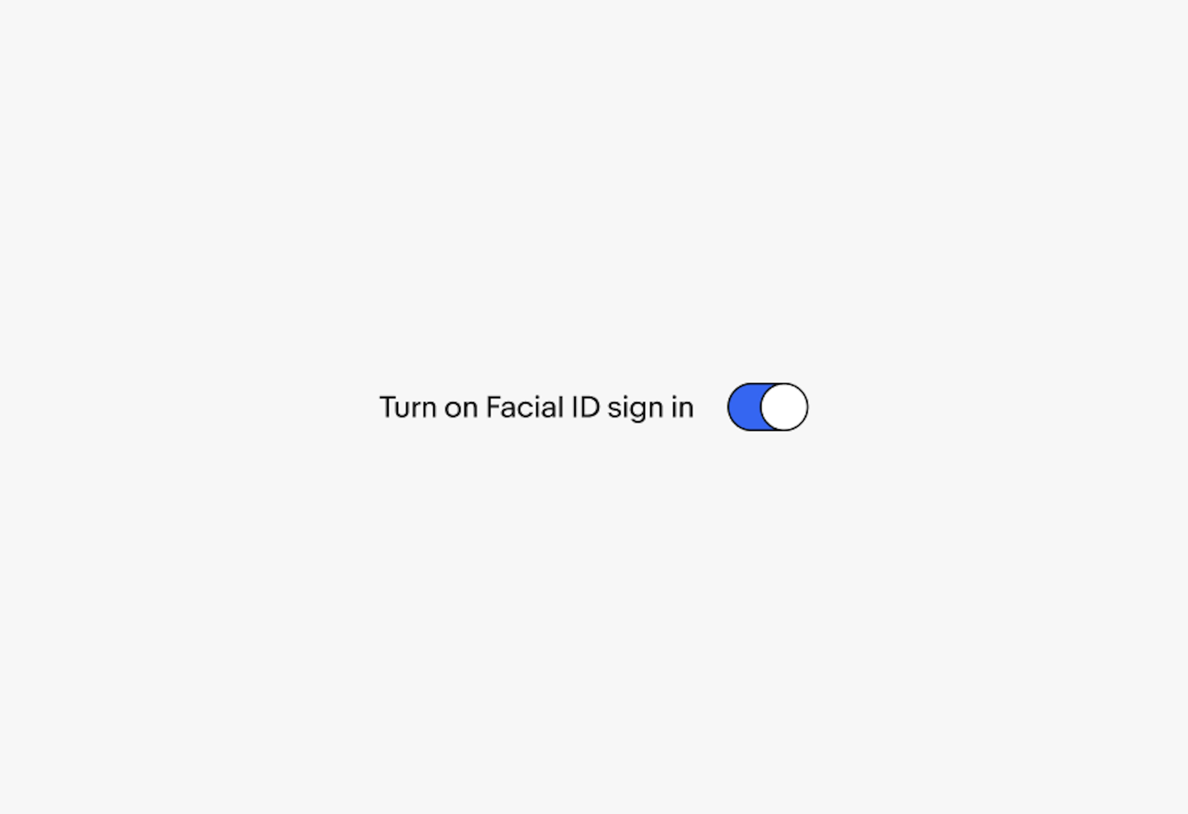 ‘Turn on Facial ID sign in’ selected switch