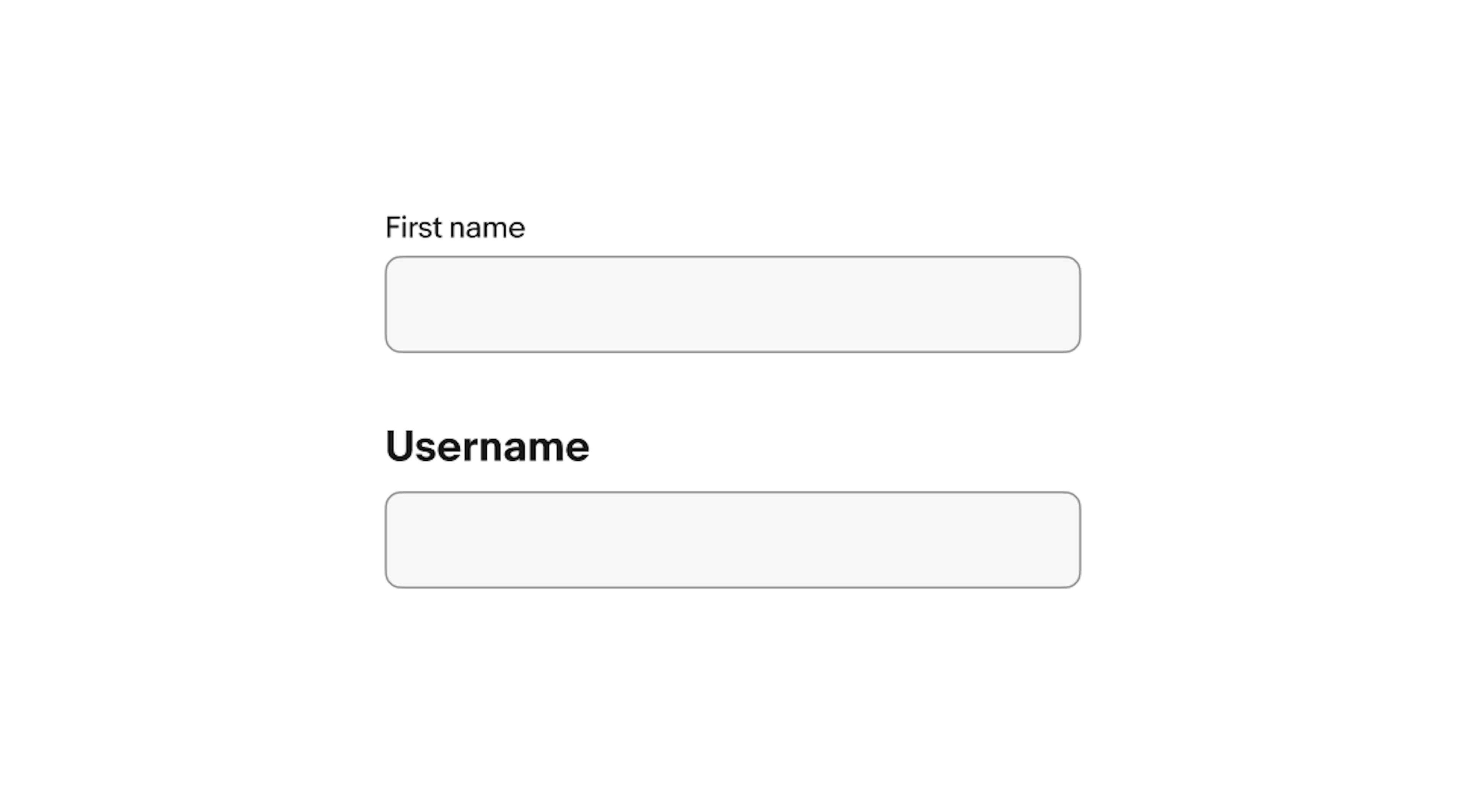 Two text fields. A text field with a label built into the component sits above a text field with a section title for a label.