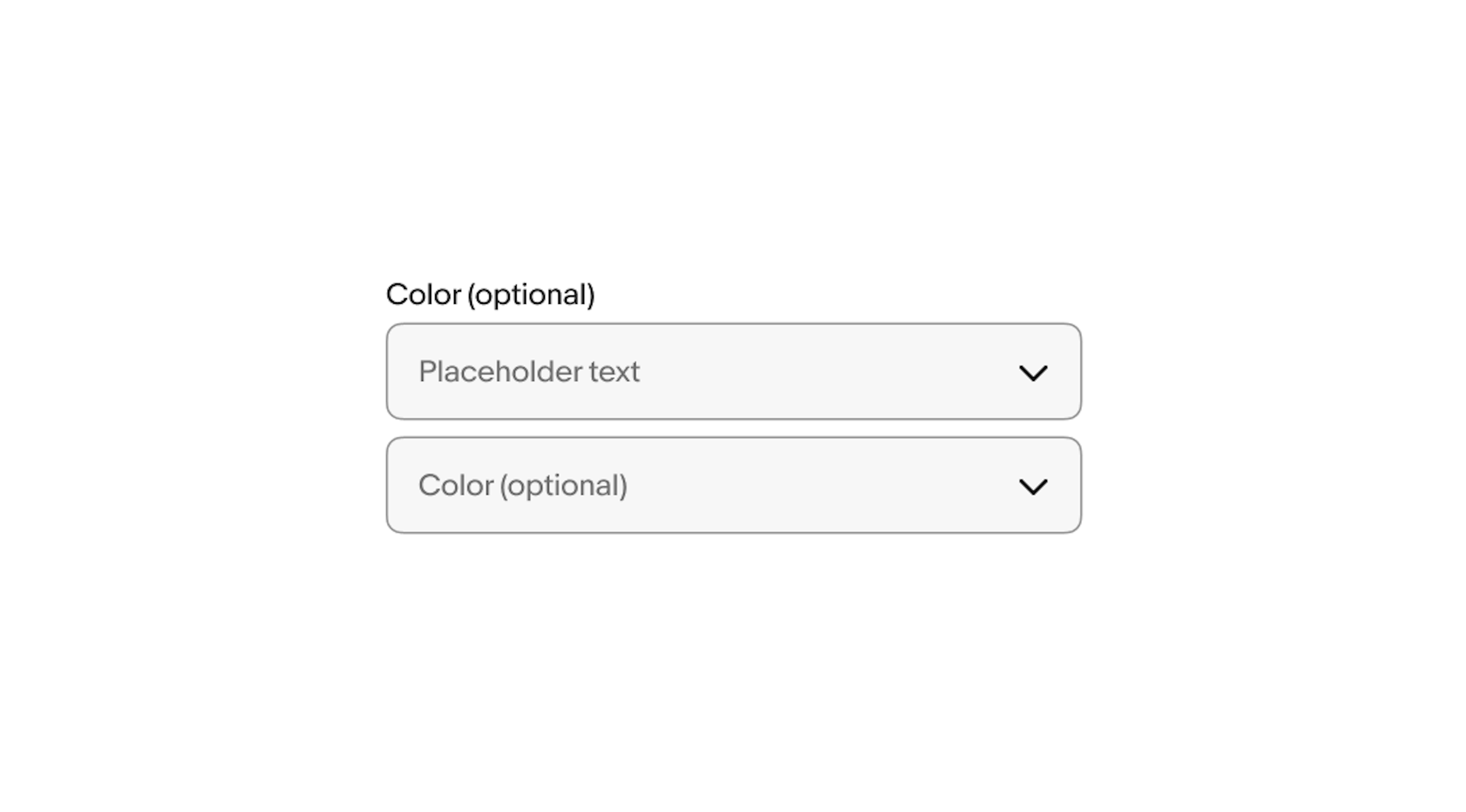 Two dropdowns; a dropdown with an optional label above, and a dropdown with an optional label inside.