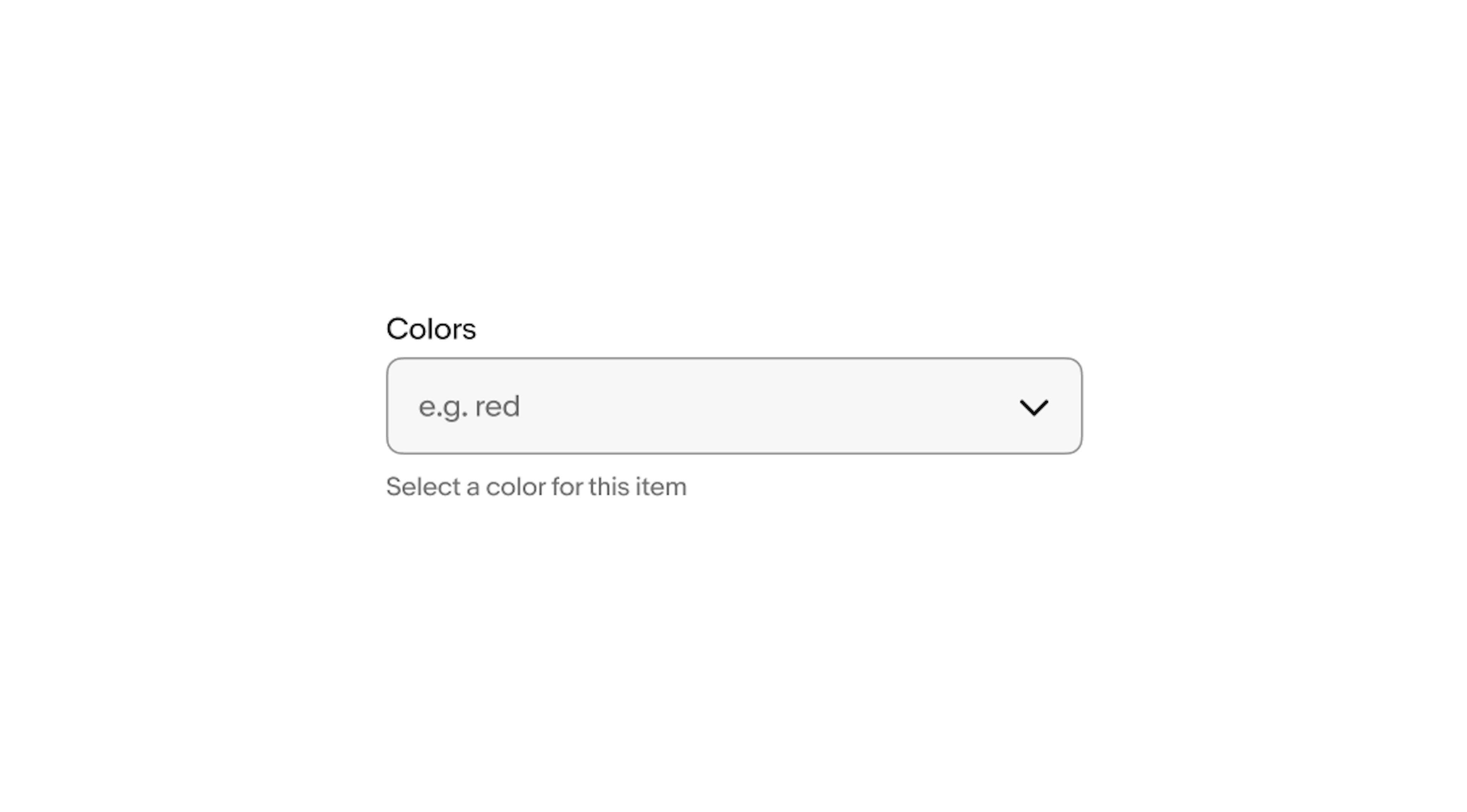 A ‘Colors’ dropdown with placeholder content inside.