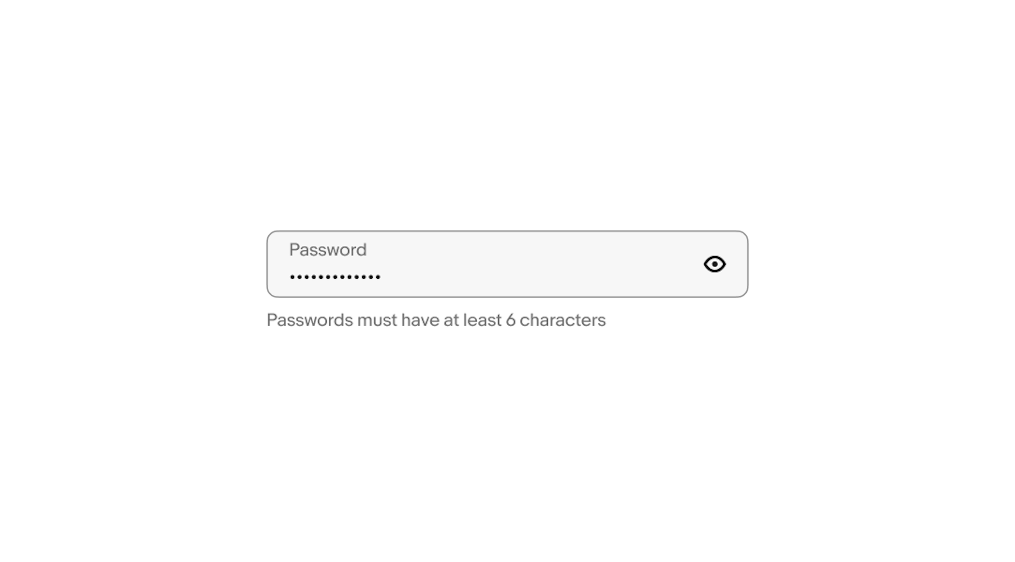 Helper text sits below a password field.