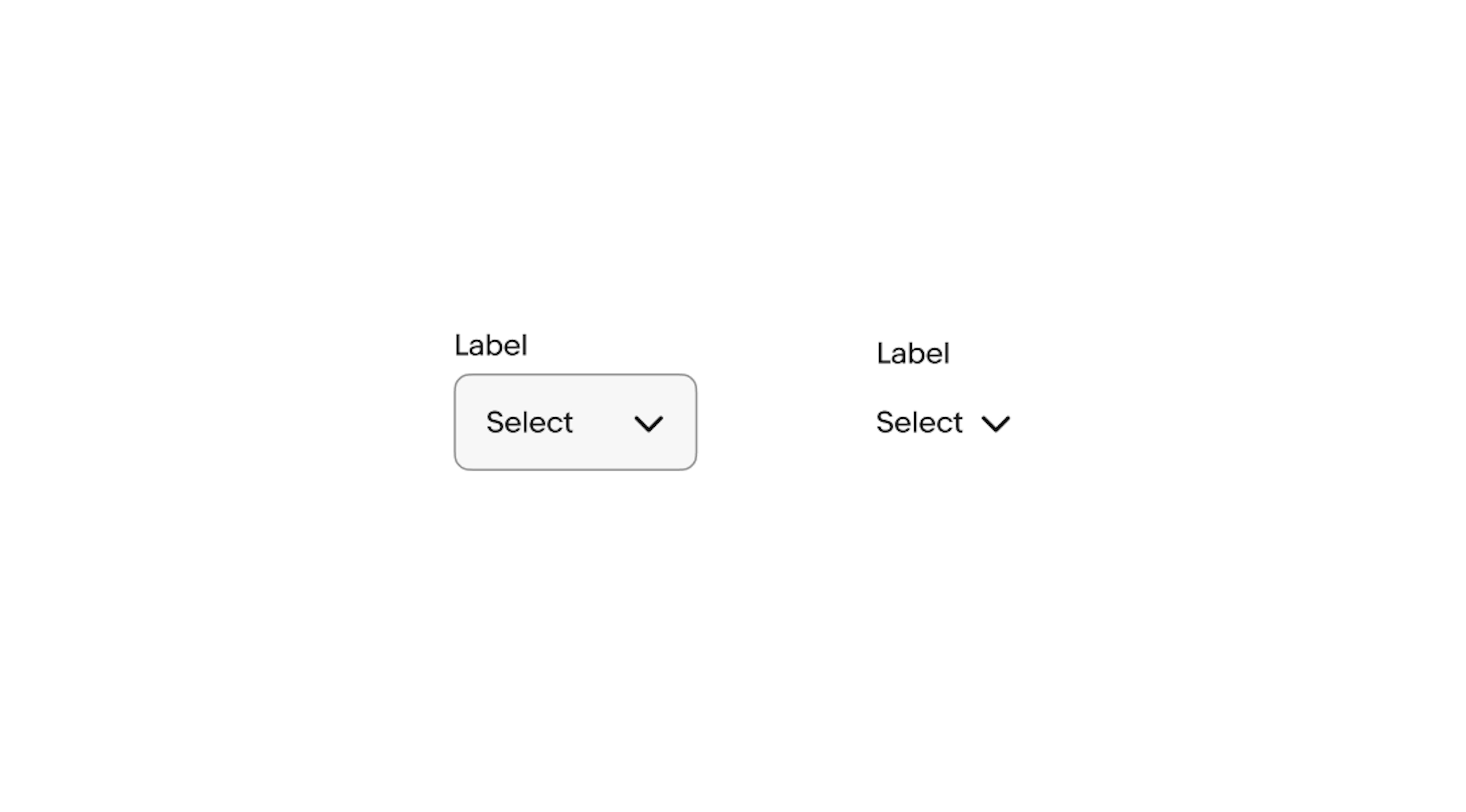 Two select lists. A select list in a container is sitting to the left of a borderless select list. 