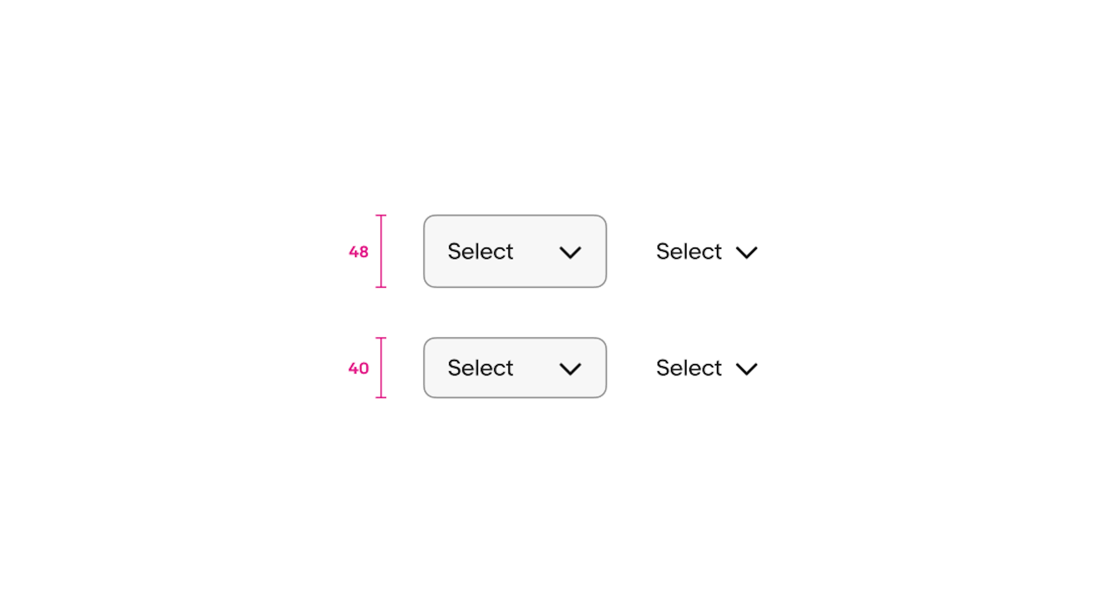 Two select lists. A select list in a container is sitting to the left of a borderless select list. 