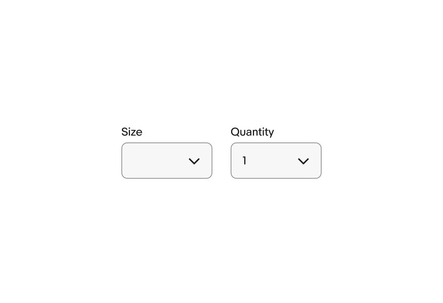 Two select lists with the same styling sitting side by side.