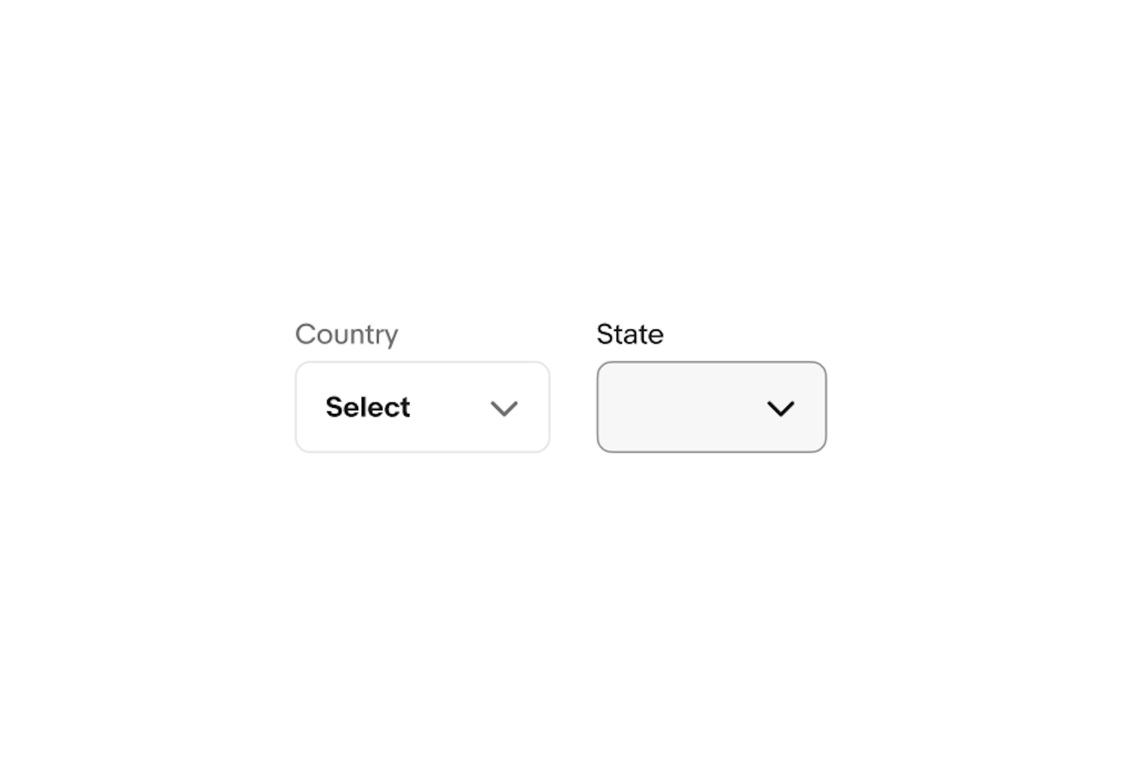 Two select lists with different styling sitting side by side.