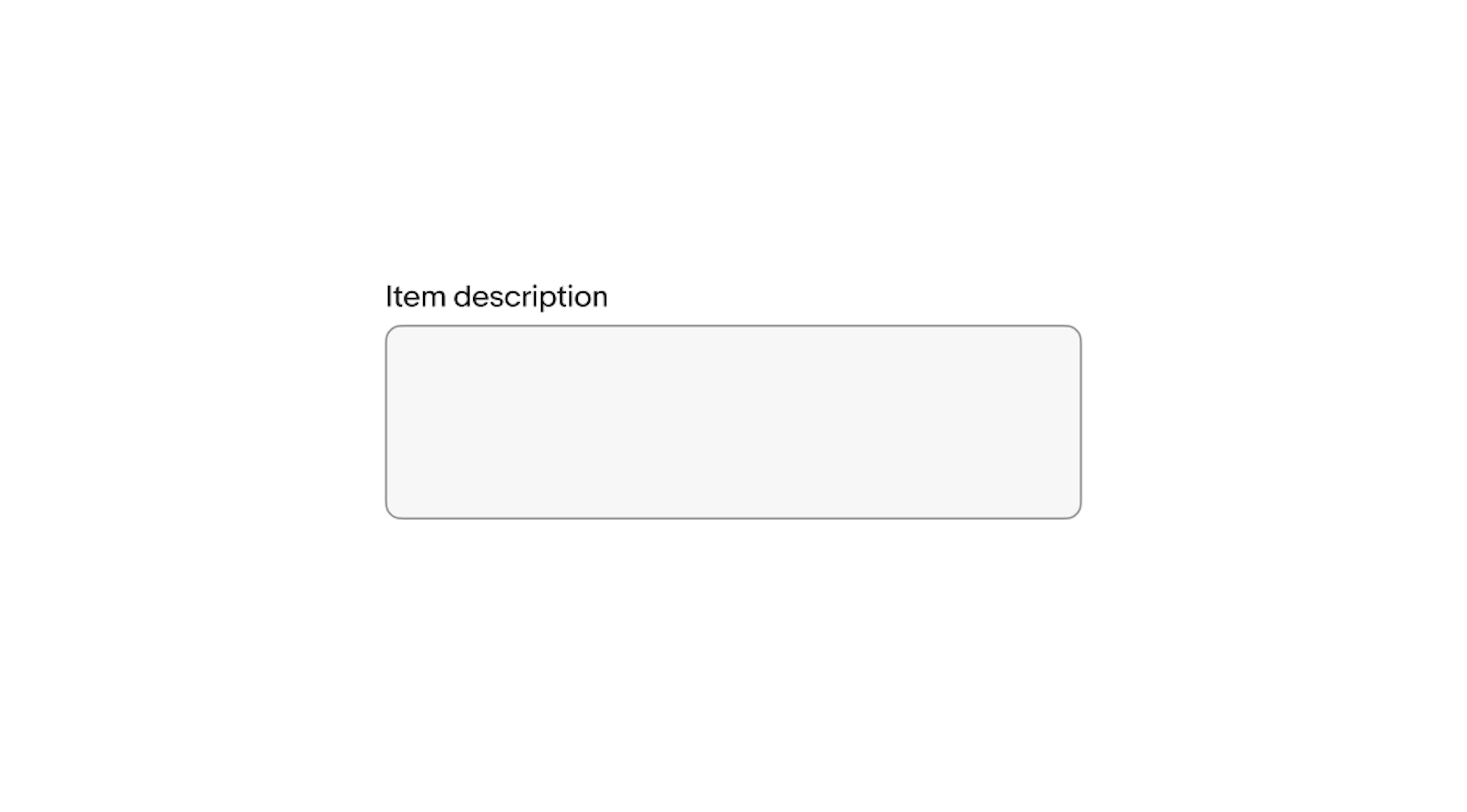 An ‘Item Description’ label above a text area.