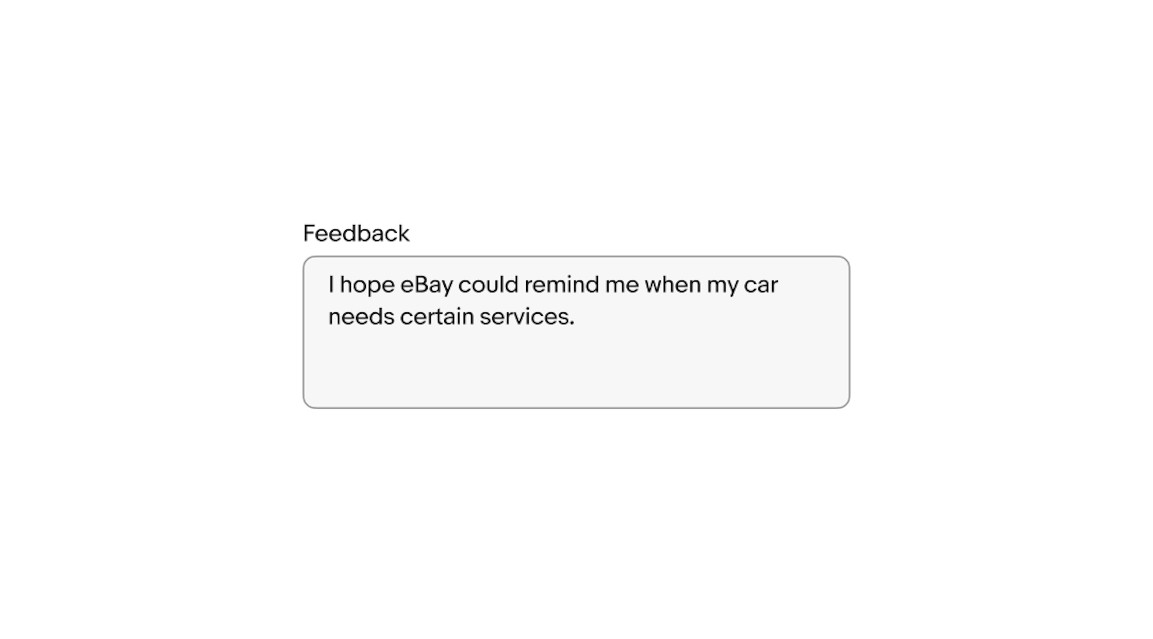 Text placed into a ‘Feedback’ text area.