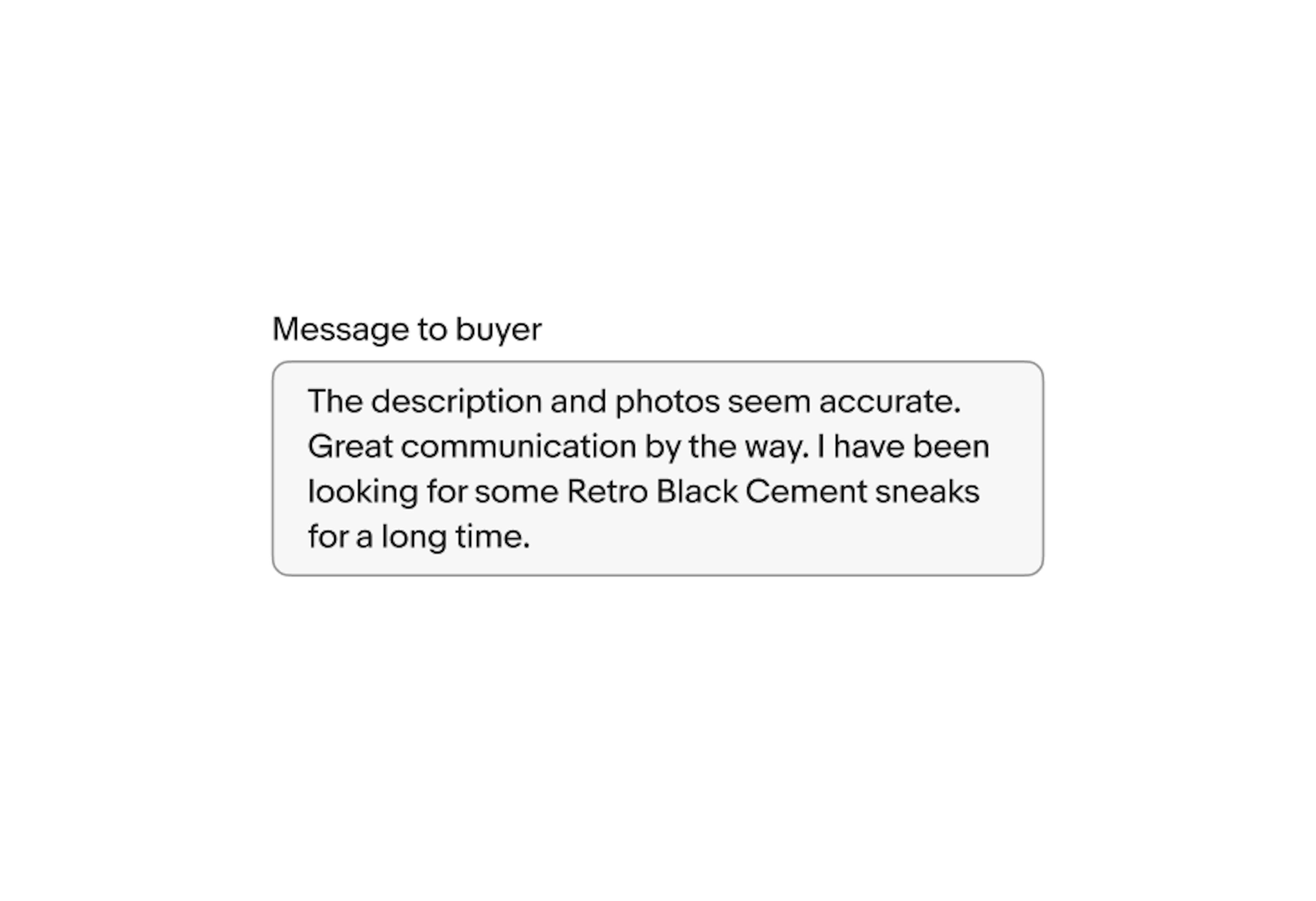 ‘Message to buyer’ label on a text area.