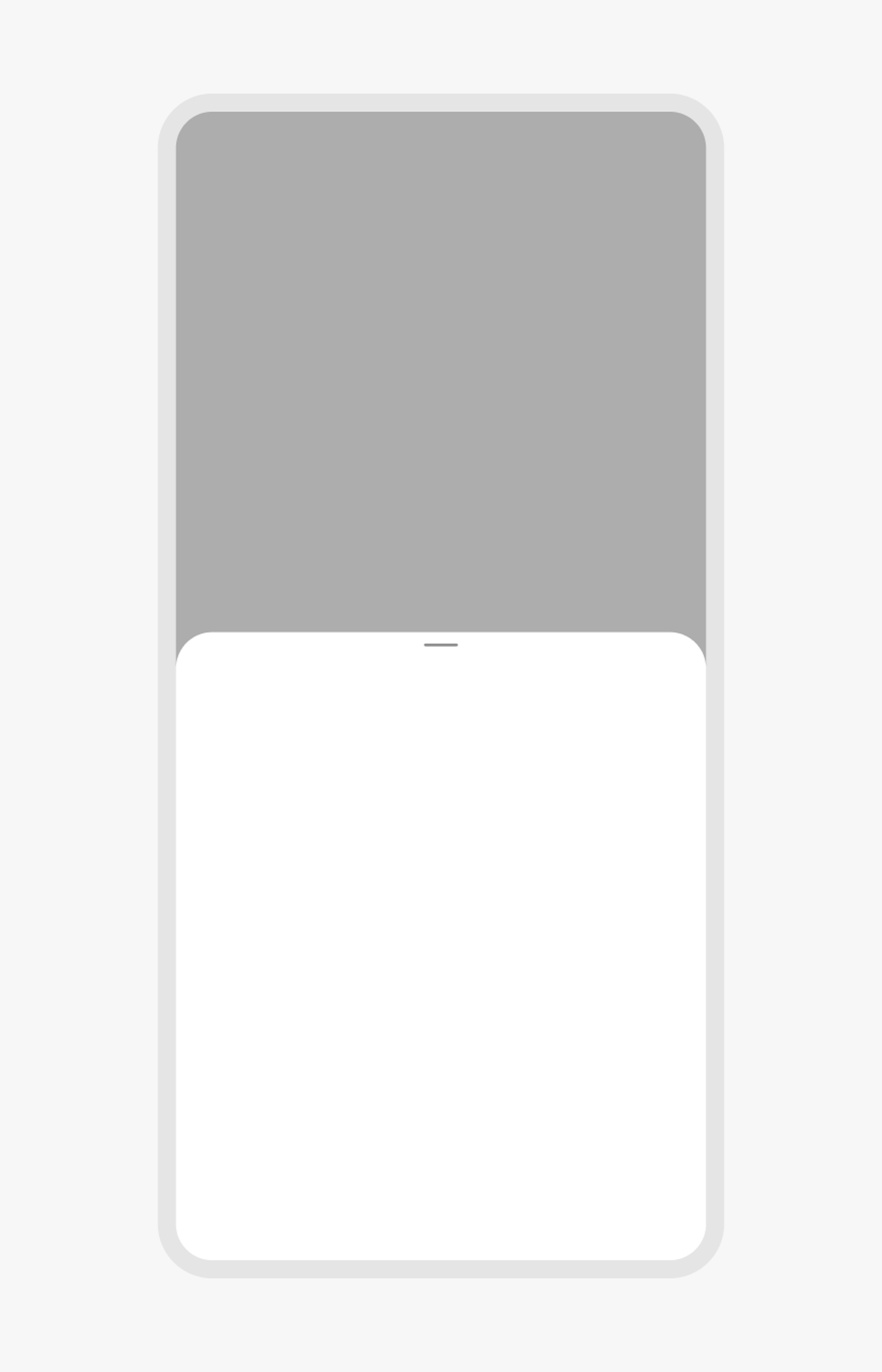 A bottom sheet is shown on mobile spanning 50% of the screen height.