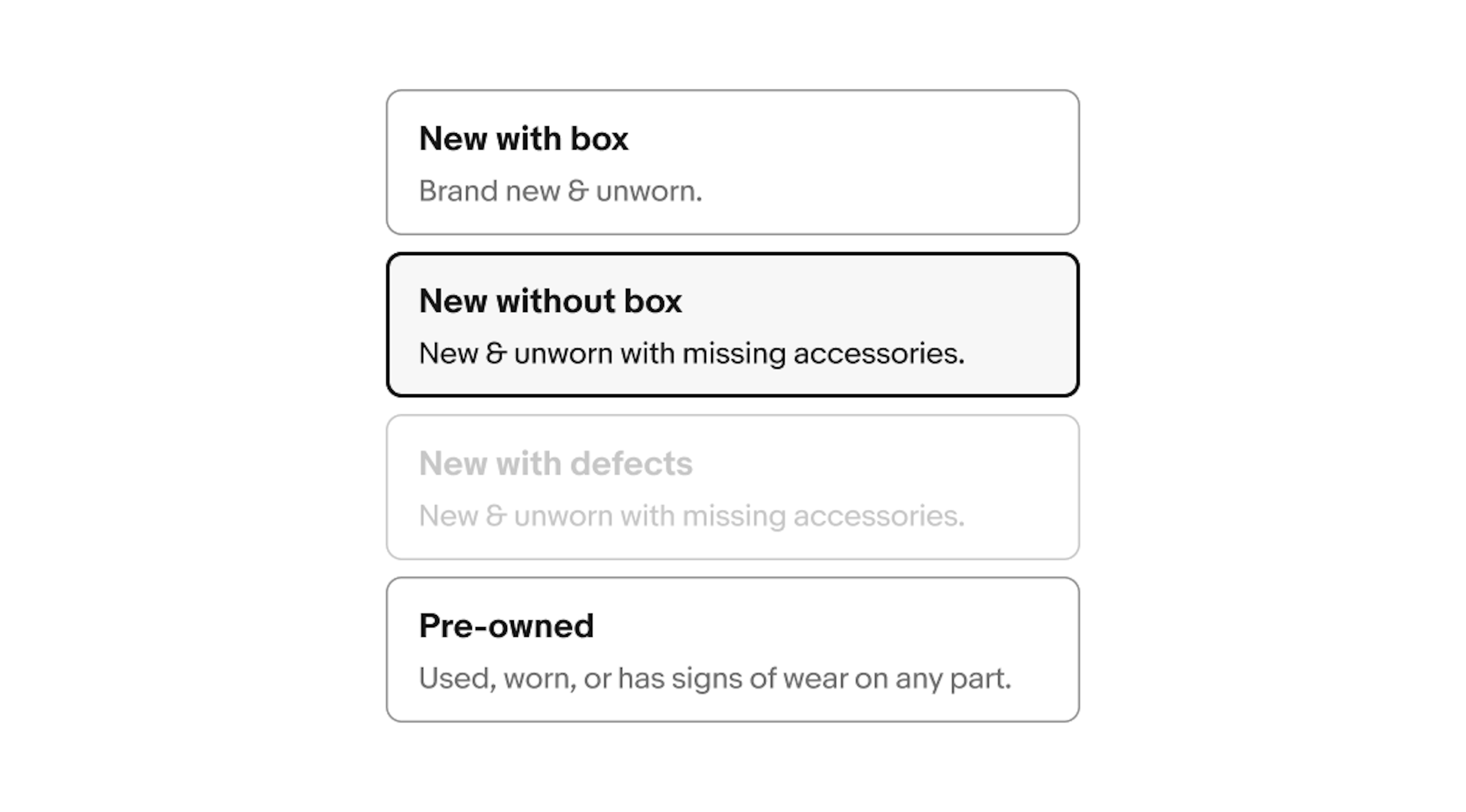 A toggle button group in a list featuring a selected button.