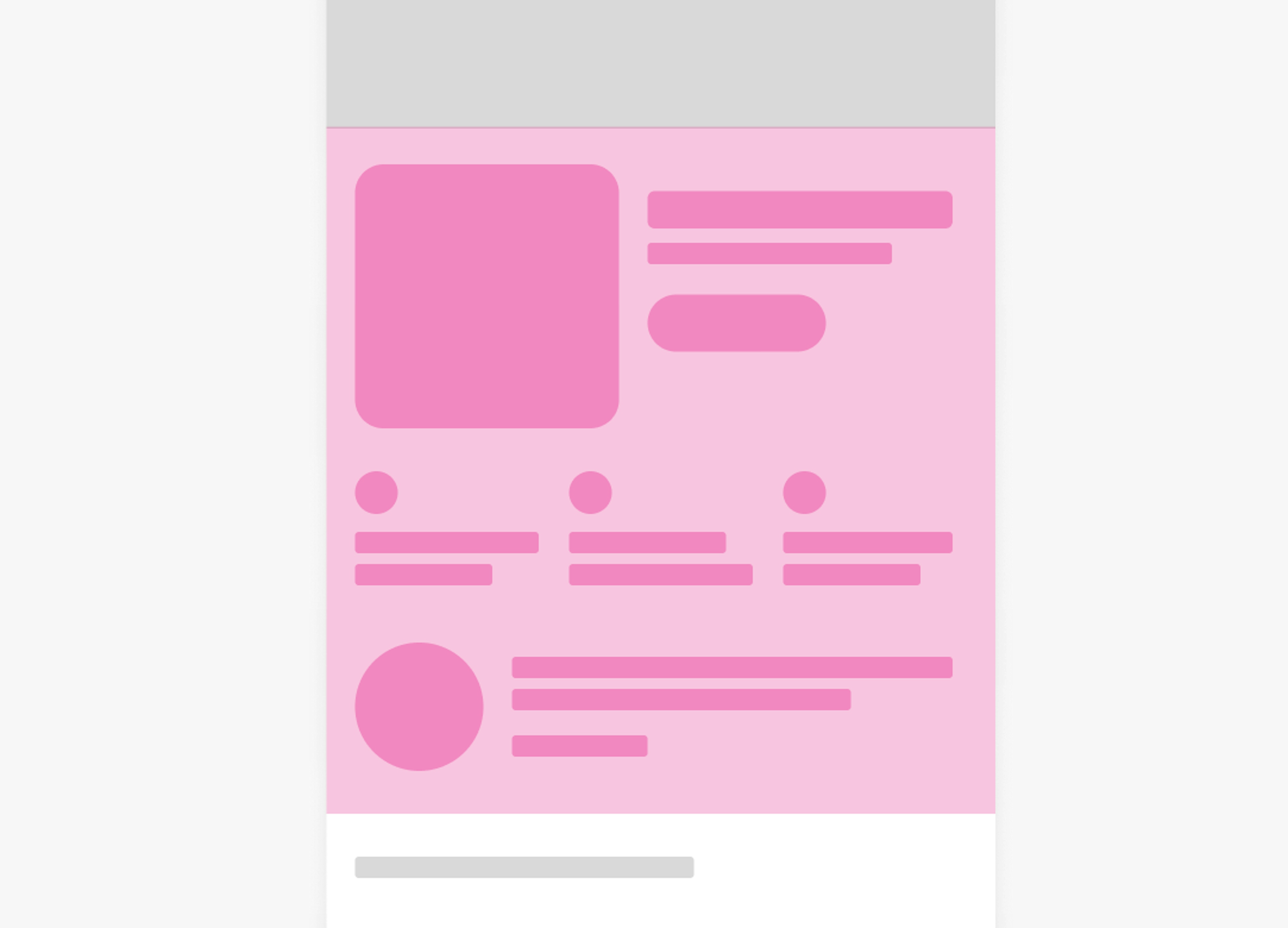 Zoomed in wireframe of the middle portion of the email which has a seed item, education module, and seller module. 