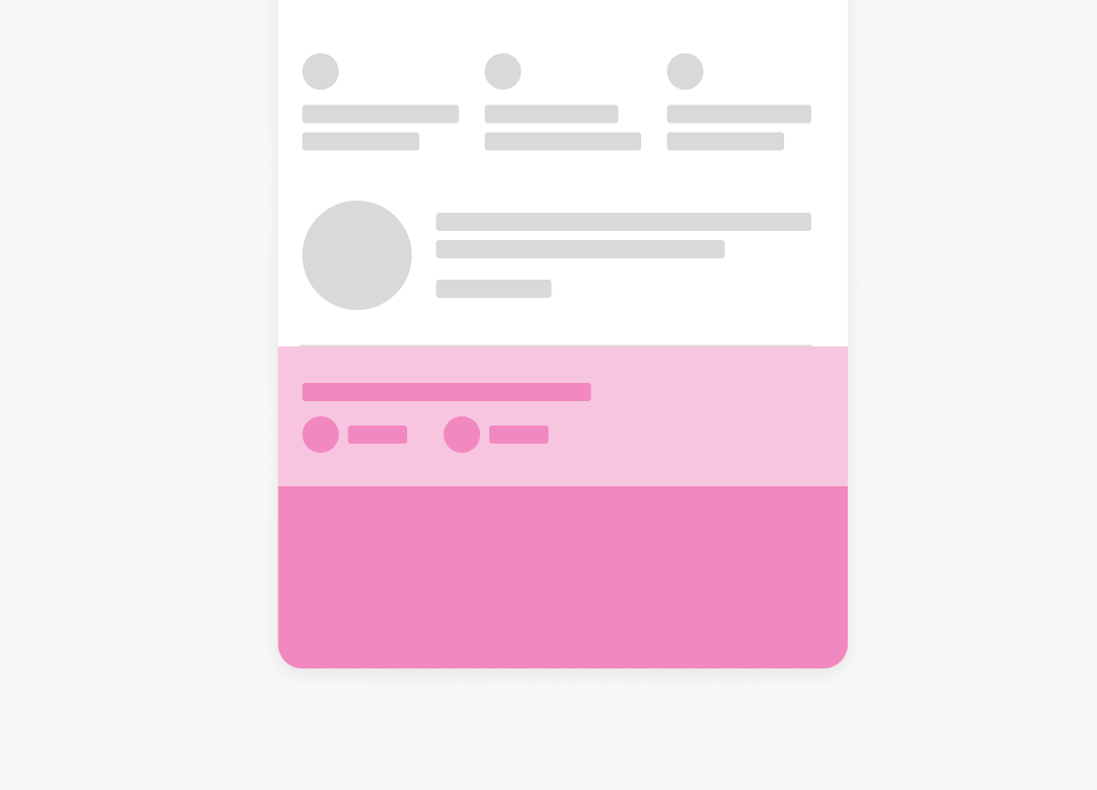 Zoomed in wireframe of the bottom portion of the email which has a survey module and then the email footer.