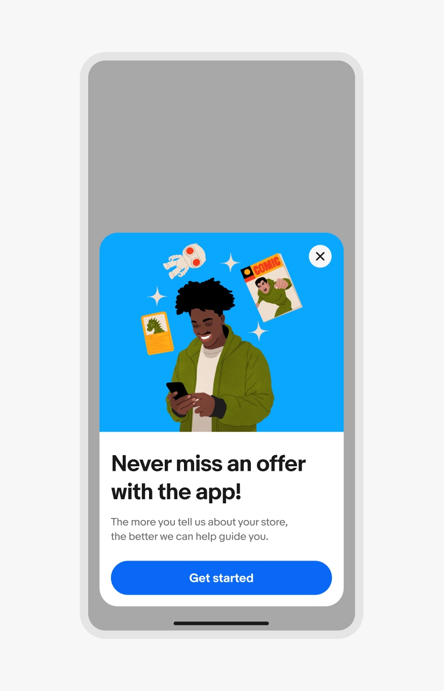 Lightbox dialog in a web browser on a small screen. The dialog is anchored towards the bottom and inset from the sides and bottom of the screen.