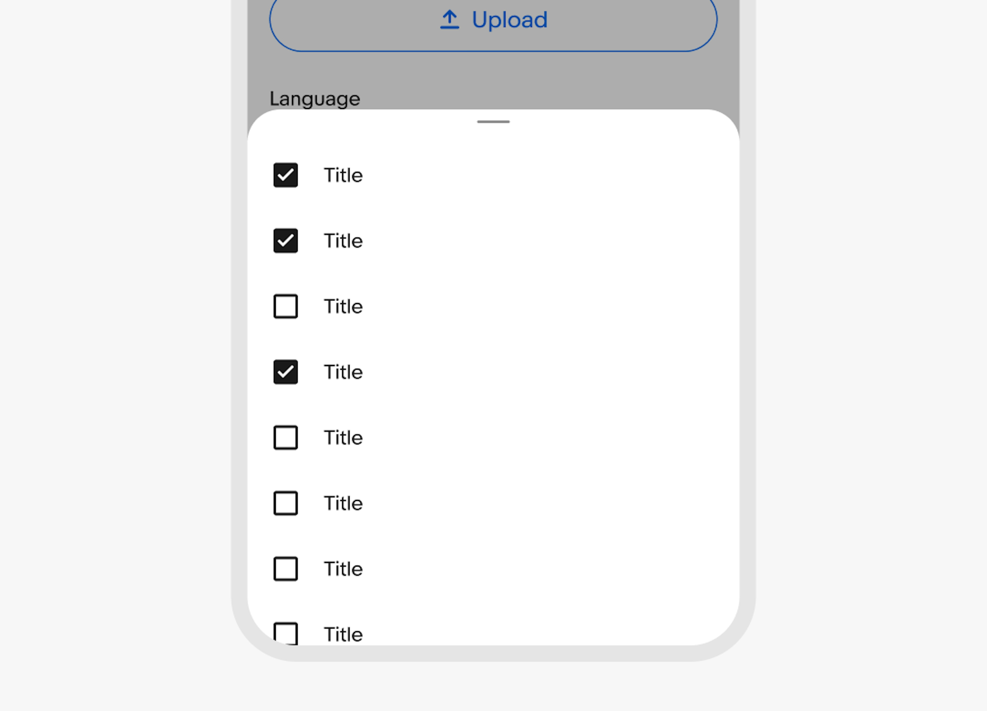 A checkbox list in a bottom sheet on an iOS device.