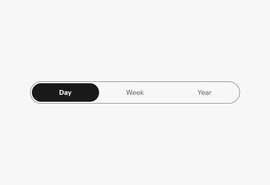 A segmented button with three segments: ‘Day’, ‘Week’, and ‘Year’.