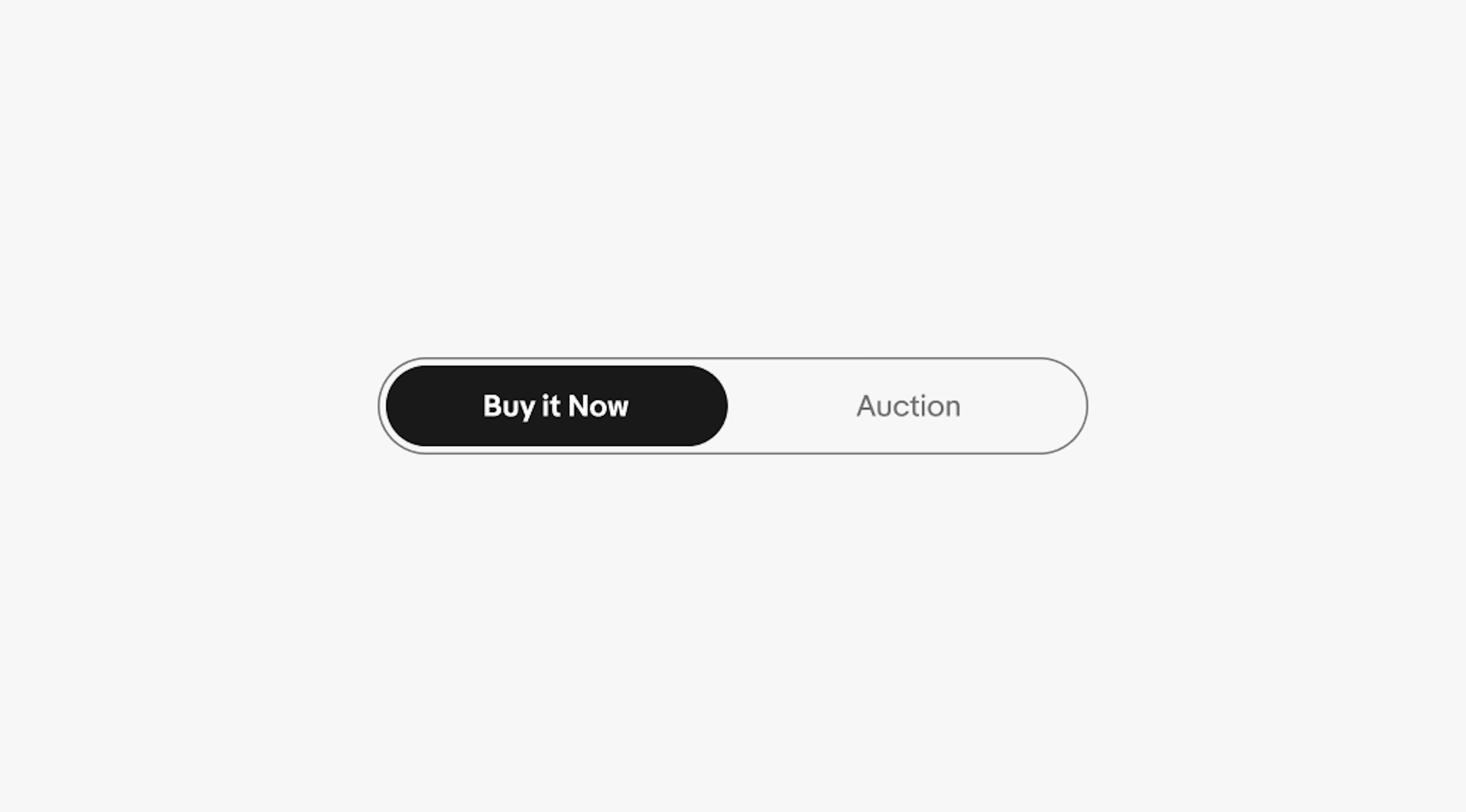 A ‘Buy it now’ label sits on an active segmented button, and an ‘Auction’ button sits the other segmented button.