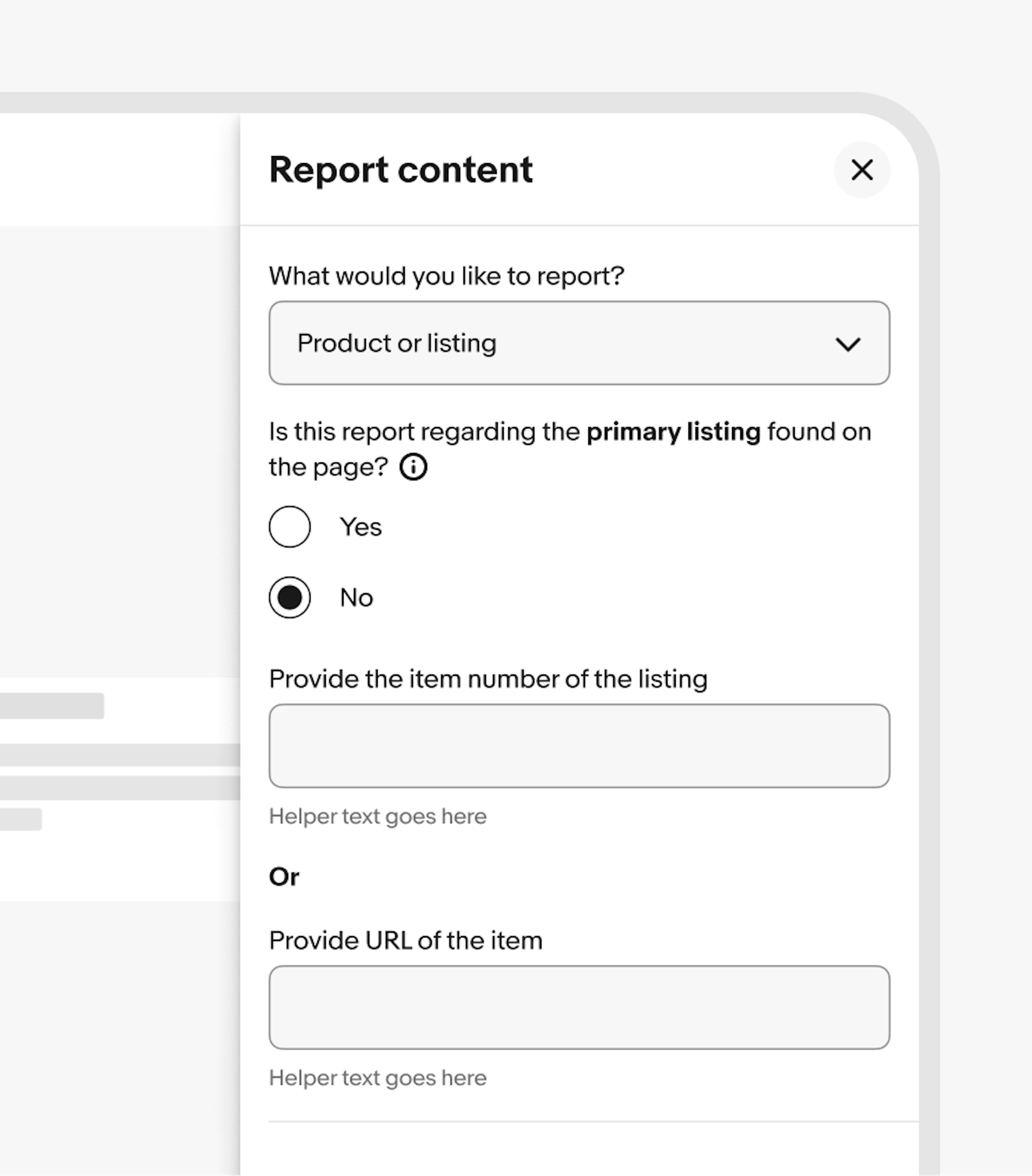 A Report content non-modal panel.