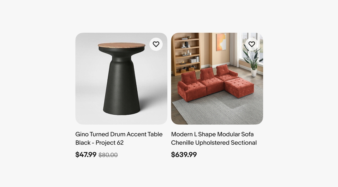 Two item tiles with titles and prices.